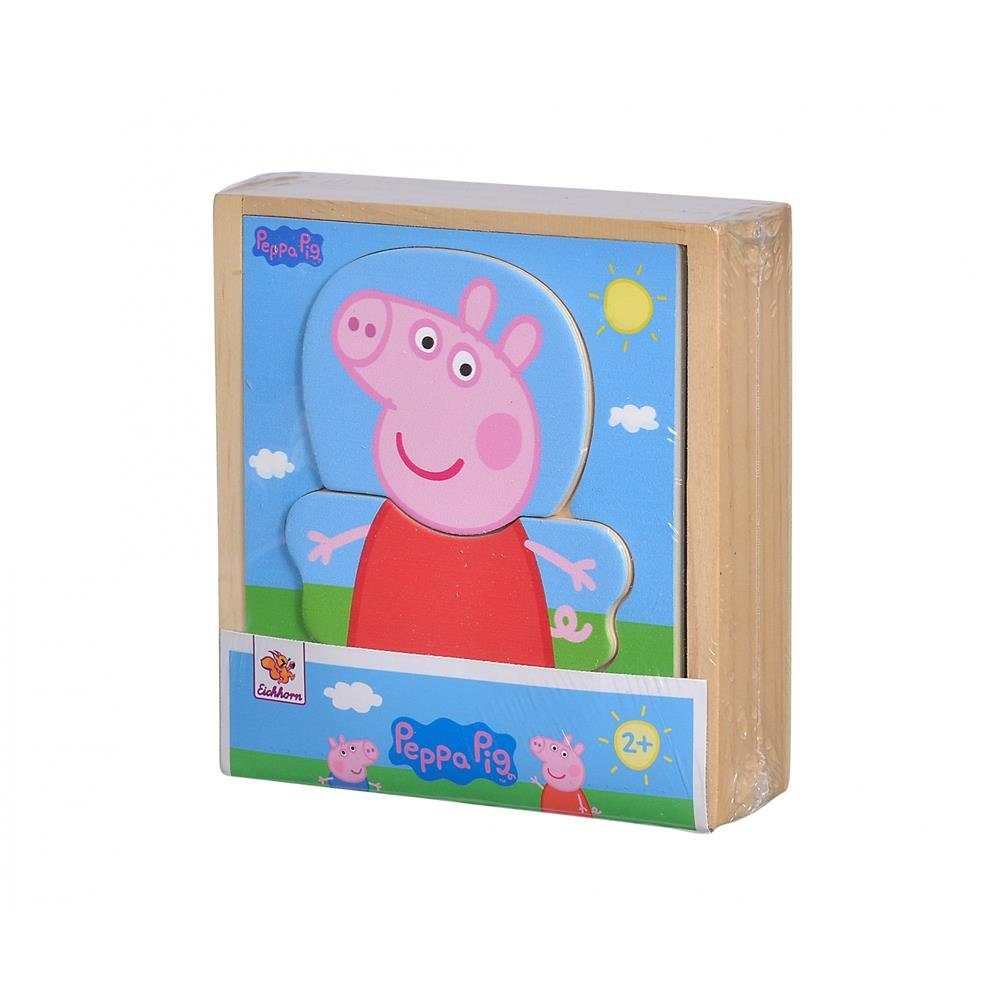 Eichhorn zum Puzzleteile, Holzspielzeug Peppa Pig Kleidungsstücke Umziehpuzzle, 12 Peppa verschiedene Puzzle verwandeln Wutz