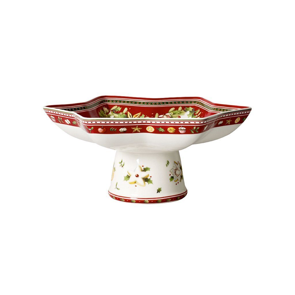Villeroy & Boch Servierschüssel Winter Bakery Delight Sternenschale auf Fuß, Porzellan, (1-tlg), Premium Porcelain, 1 Stck, Handw., mikrow.sicher
