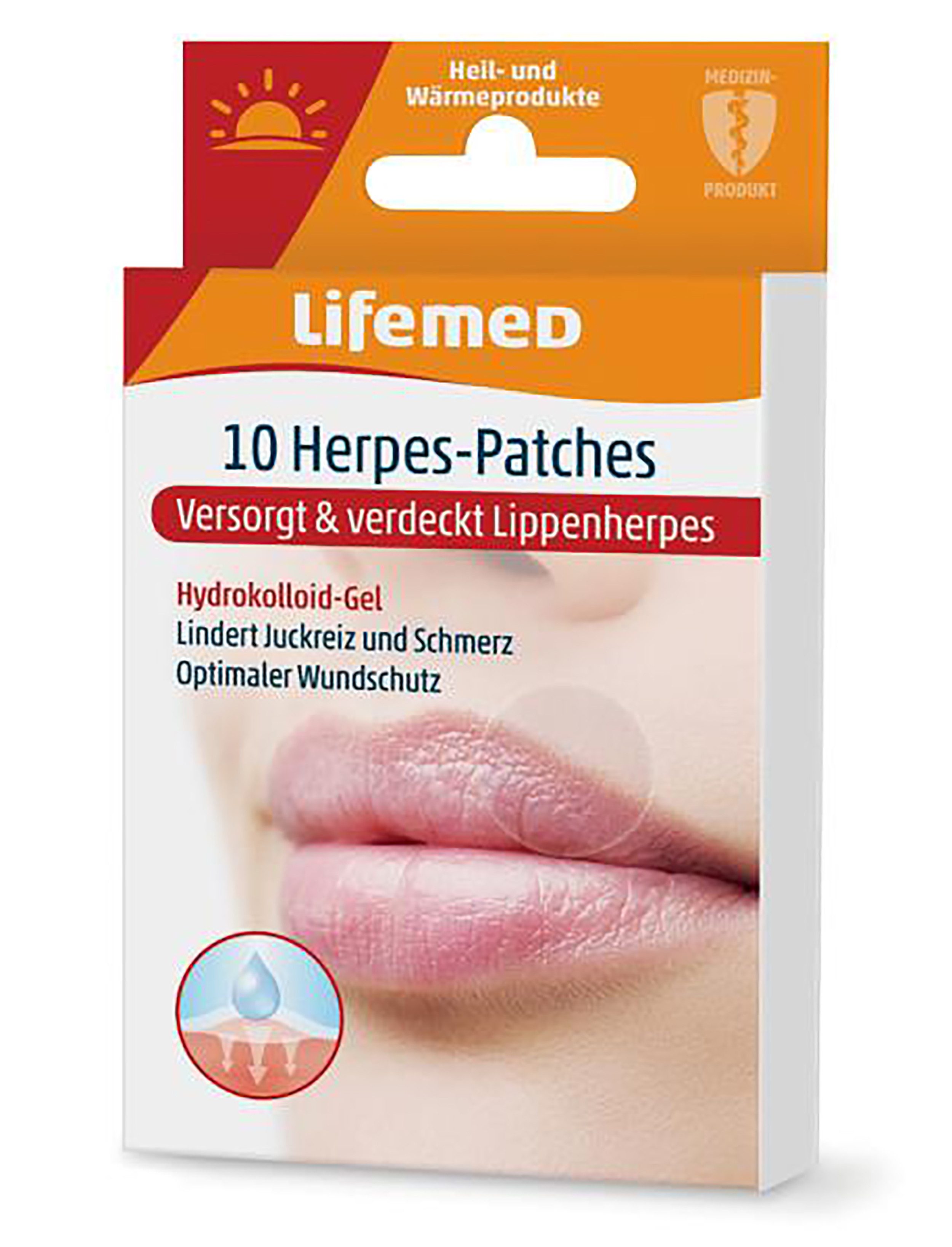 LifeMed Wundpflaster 10x HERPES-PFLASTER mit Hydrocolloid-Gel transparent Herpes Patches 88 (10 St), Herpespflaster Herpesbläschen Lippenherpes Bläschen Lippen Patch
