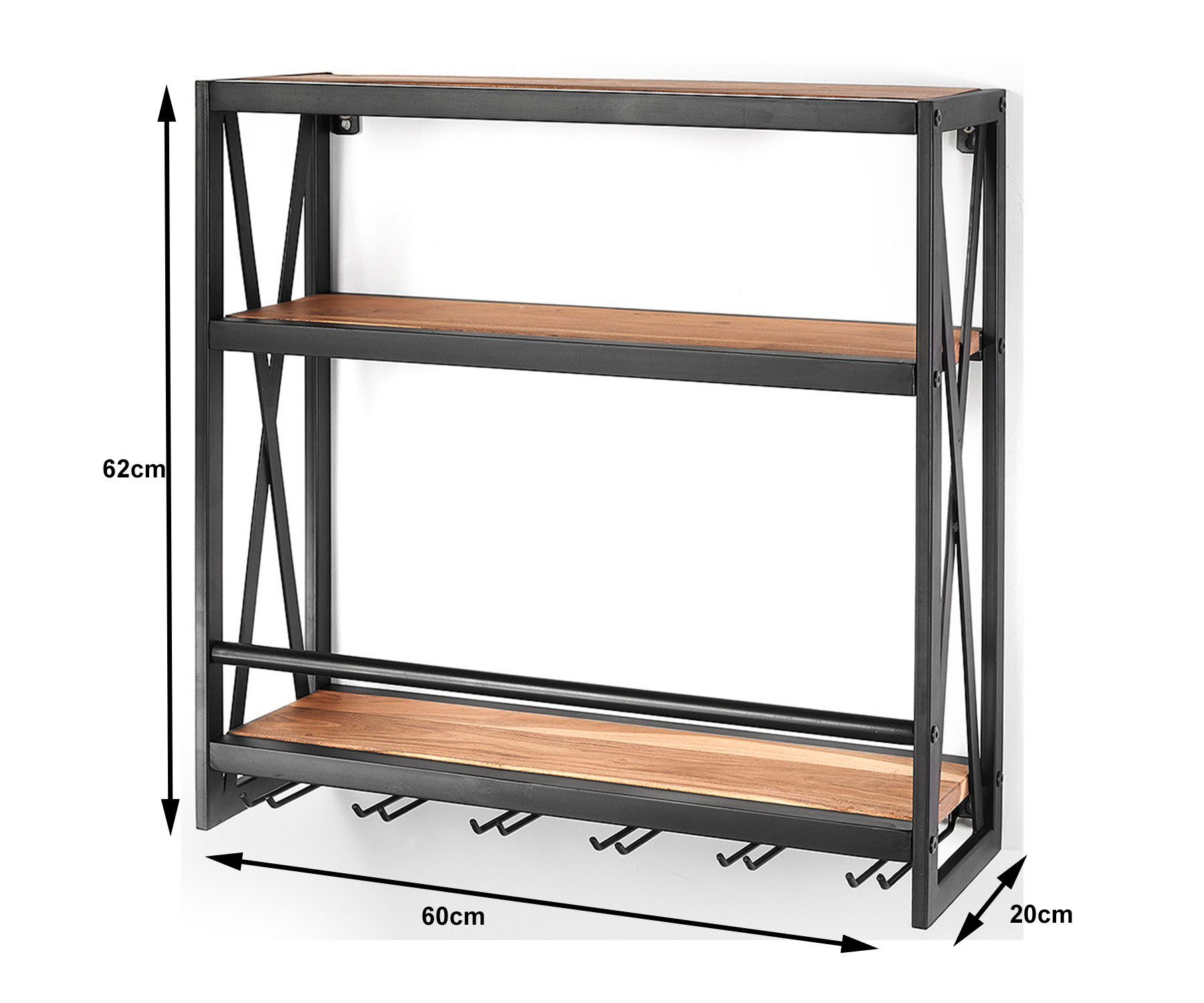 Kobolo Regal Wandregal SYRAH aus Metall und Mangoholz günstig online kaufen