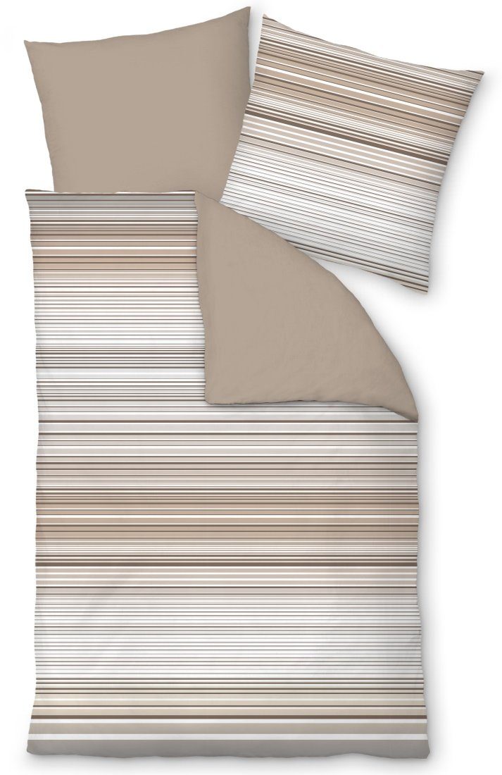 LIVING DREAMS Bettwäsche Bettwäsche-Set NATURAL STRIPES Baumwoll Satin atmungsaktiv, Satin, 2 teilig, feine Querstreifen Wende-Bettwäsche hautfreundlich