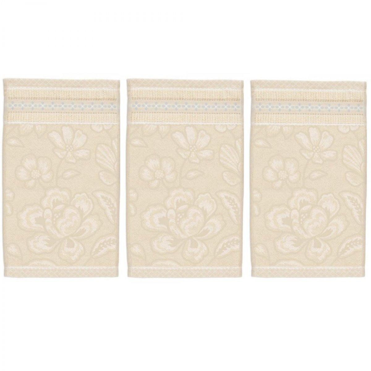 PiP Studio Badetücher Gästehandtuch Jasmin Jacquard Sand (30x50cm) (3-teilig)