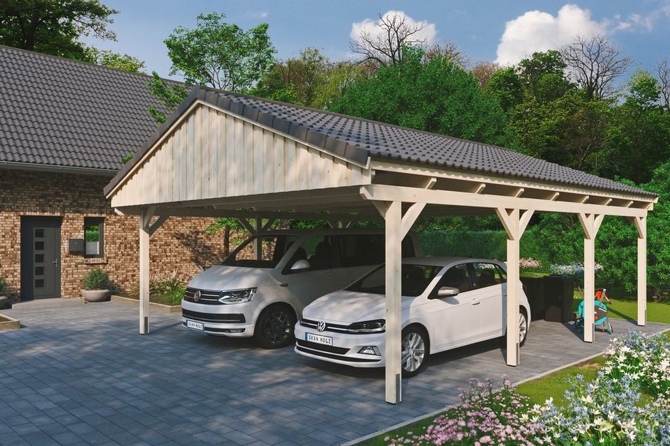 Skanholz Doppelcarport Fichtelberg, BxT: 618x808 cm, 574 cm Einfahrtshöhe,  mit Dachlattung, Inkl. H-Pfostenanker, Pfostenstärke (BxT): ca. 12x12 cm