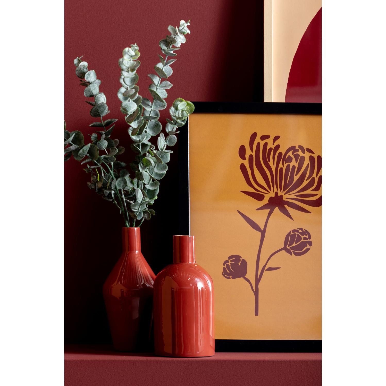 Present Time Dekovase Vase Ivy Bottle Straight Iron Enamel Ochre Red (4x21cm)