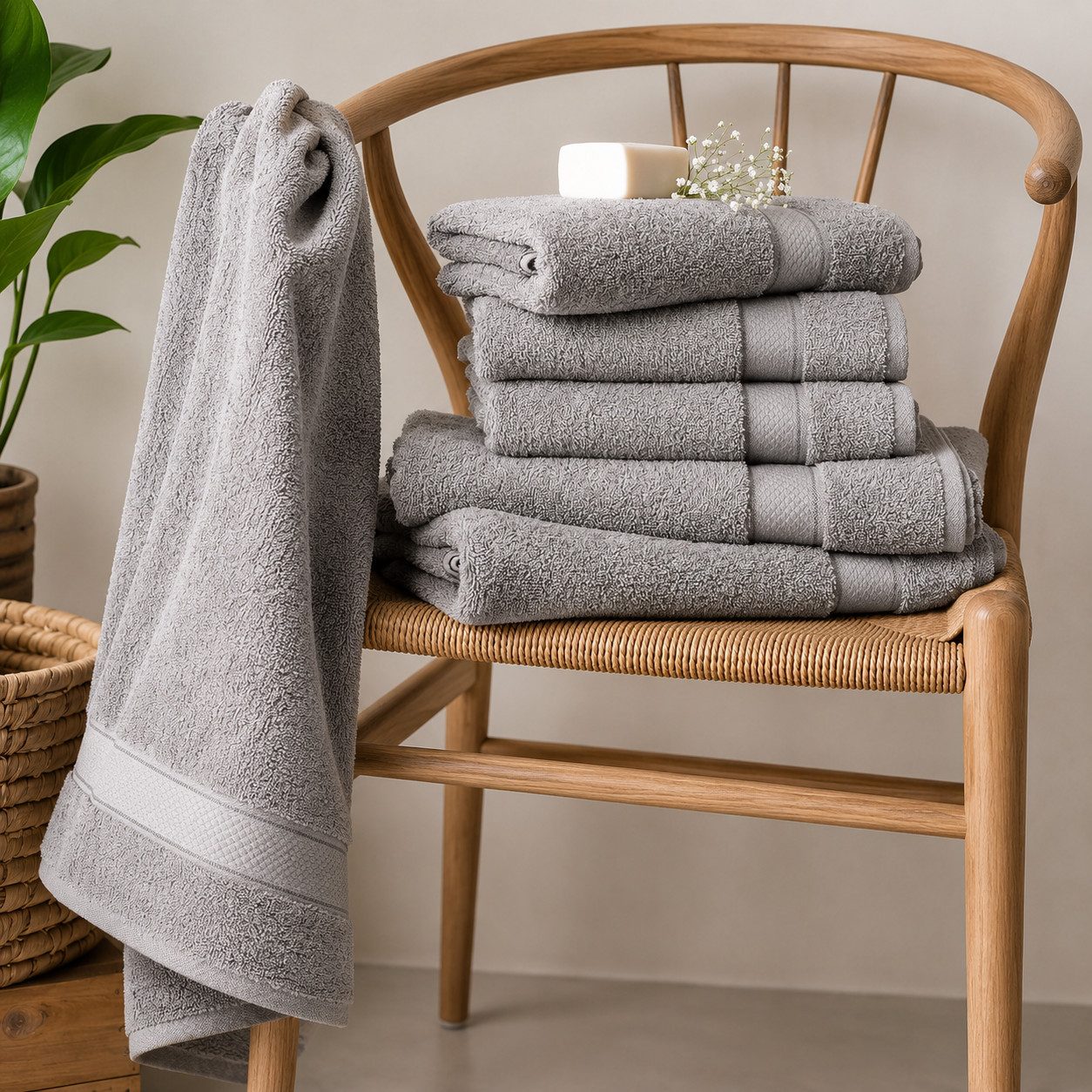 Komfortec Handtuch Set 4x Premium Badetuch Set - 70x140 cm, Frottee (4-St), 4x Handtuch-Set, 100% Baumwolle, mit Bordüre, Weich & Saugstark – Bild 4 von 5