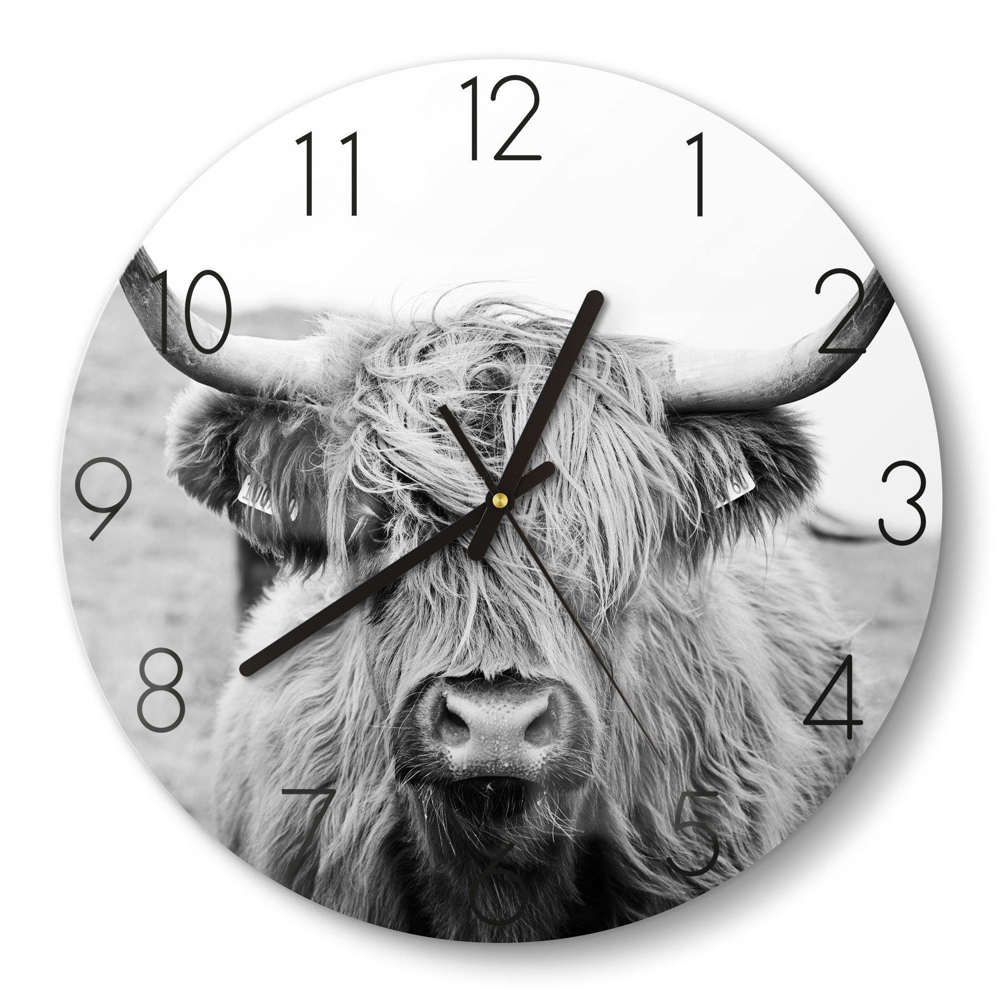 DEQORI Wanduhr 'Zotteliges Hochlandrind' (Glas Glasuhr günstig online kaufen