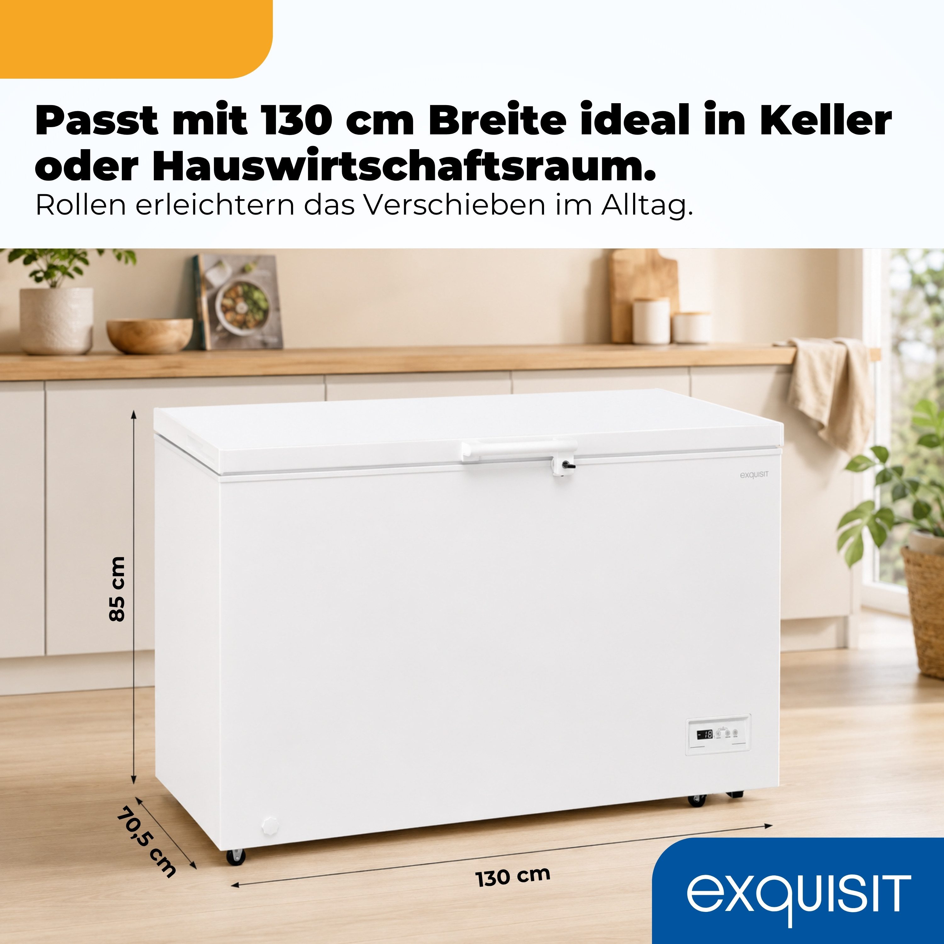 exquisit Gefriertruhe GT5400-HE-041E, 130 cm breit, 371 l, 371 l Nutzinhalt, 4 Sternefach, 18,0 kg, 39 dB