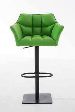 TPFLiving Barhocker Damaso (mit Rückenlehne und Fußstütze - Hocker für Theke & Küche), 360° drehbar - Metall schwarz matt - Sitzfläche: Kunstleder Grün