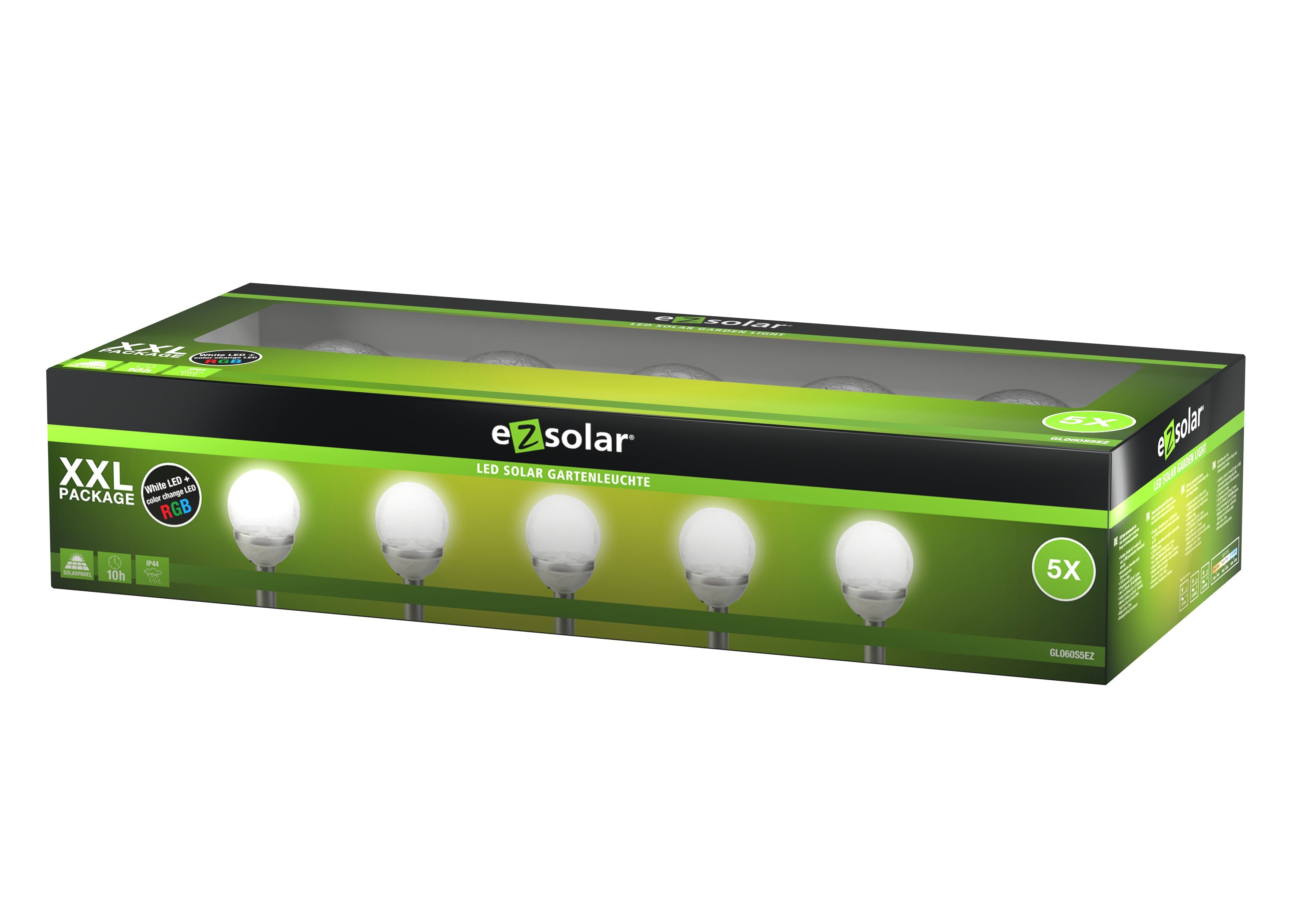 EZ SOLAR LED Gartenleuchte LED Solar Wegeleuchte Cracked Ball, Solar  Gartenleuchte mit Farbwechs
