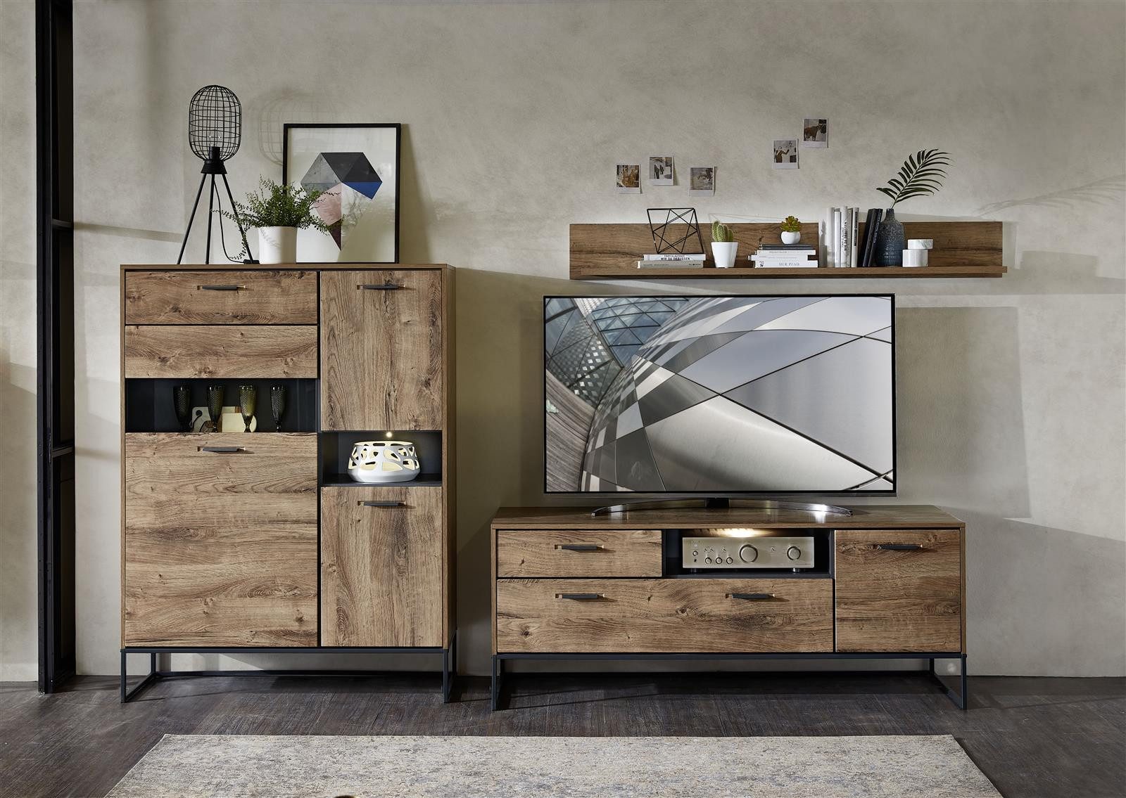 WOHN CONCEPT Premium Möbel Wohnwand 310 x 165 x 48 cm (B/H/T)