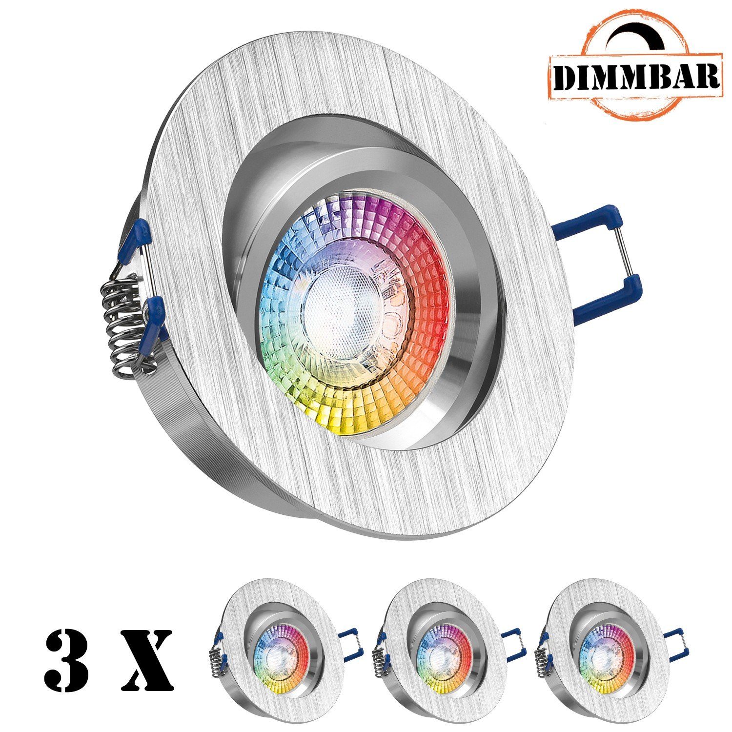 - zweifarbig 3er Einbaustrahler flach RGB Set LED mit bicolor LEDANDO extra LED in Einbaustrahler