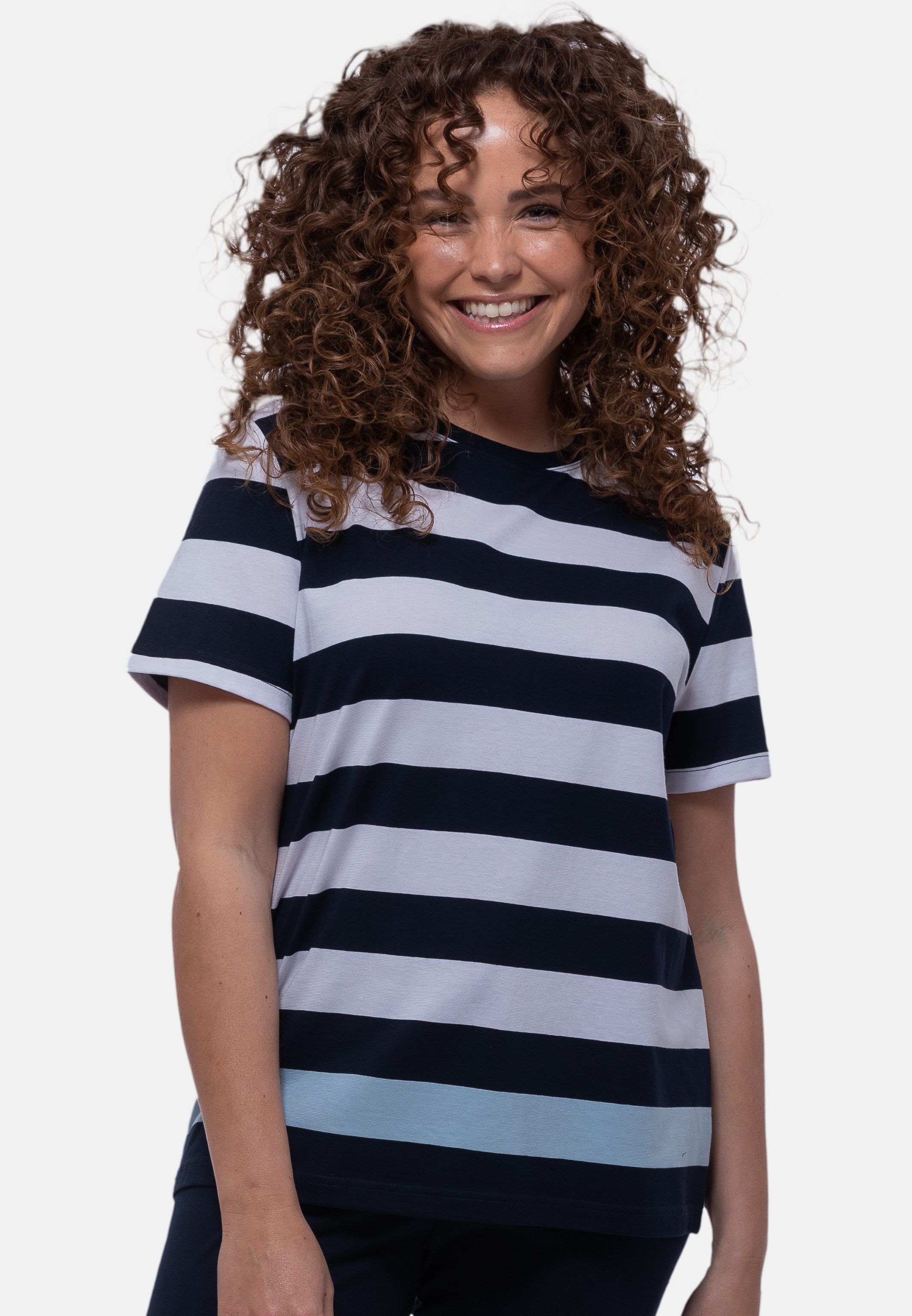 Ammann Pyjamaoberteil Mix & Match (1-tlg) Schlafanzug Oberteil - Baumwolle - Atmungsaktiv - Im Streifen-Design