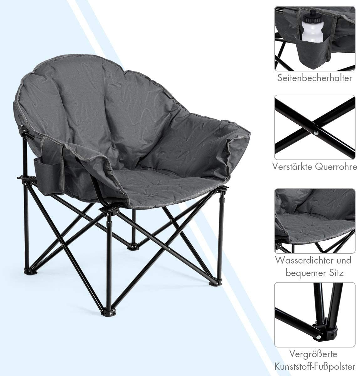 COSTWAY Campingstuhl, Moon Chair mit Becherhalter, günstig online kaufen