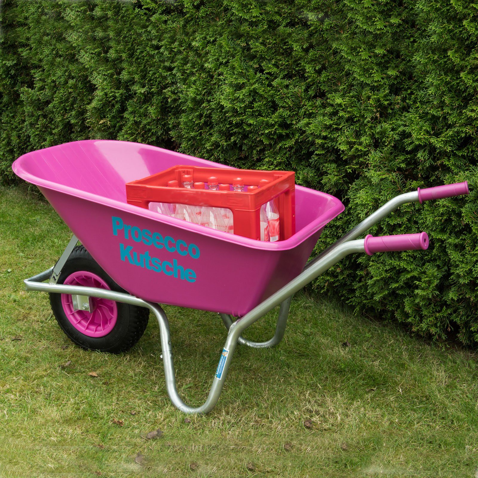TRUTZHOLM Schubkarre Proseccokutsche PP 100 L 250 kg Gartenschubkarre Schiebkarre pink