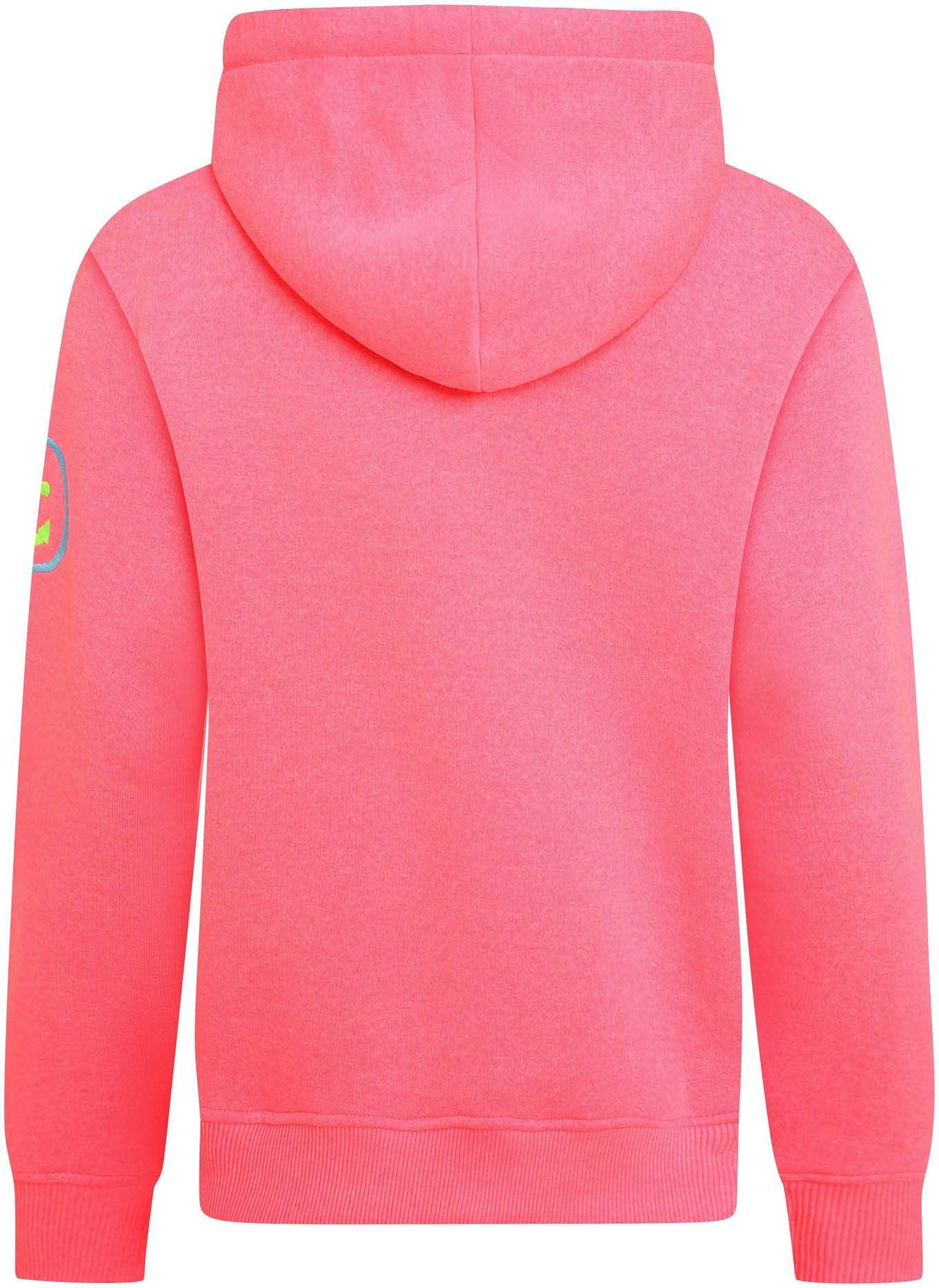 Zwillingsherz Sweatshirt gestickter Schriftzug, Kapuze, Langarm, Kängurutasche, Kordelzug