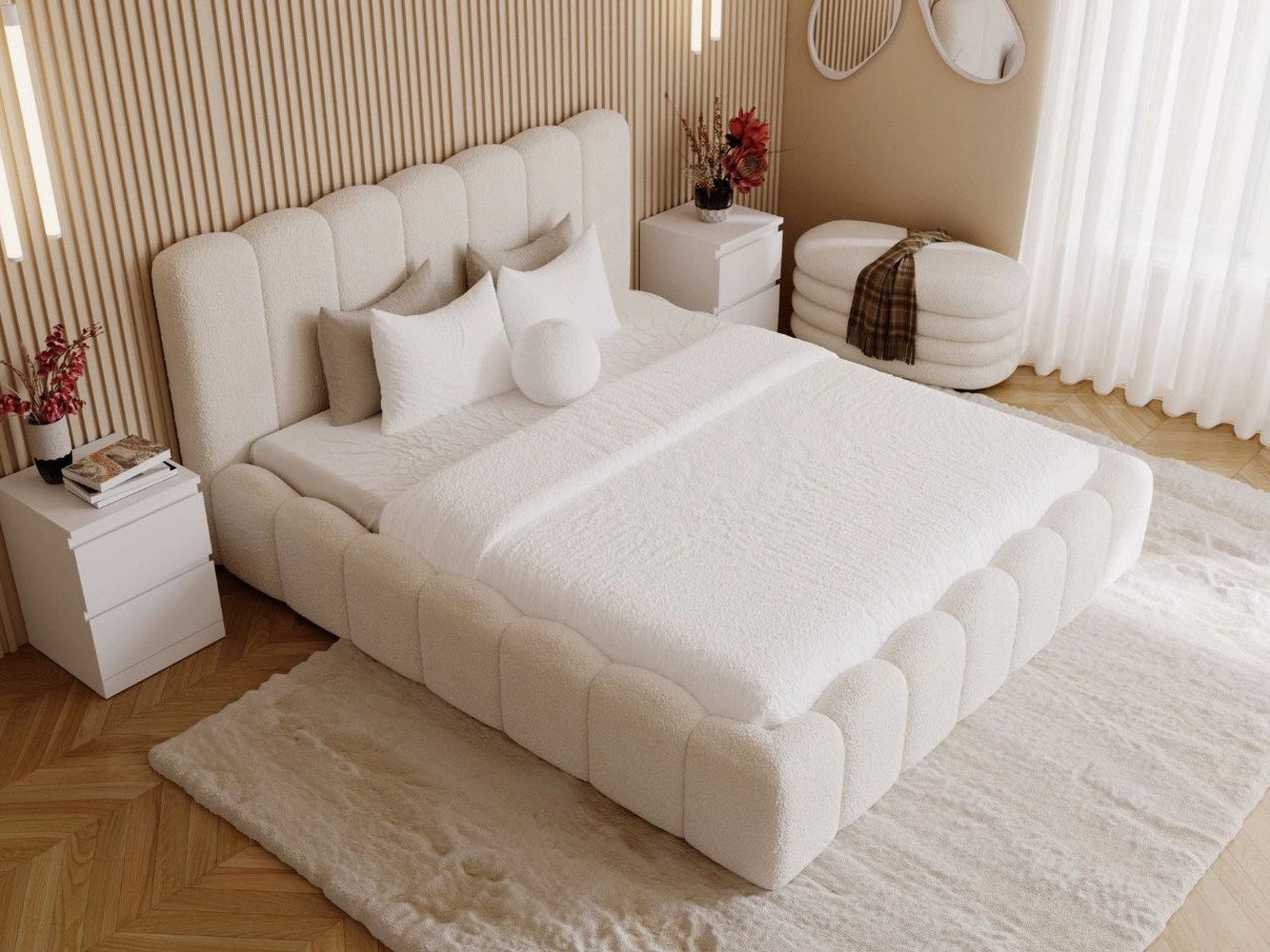 GrainGold Polsterbett mit Bettkästen SMILE, Modern Bett mit Kopfteil - 200x günstig online kaufen