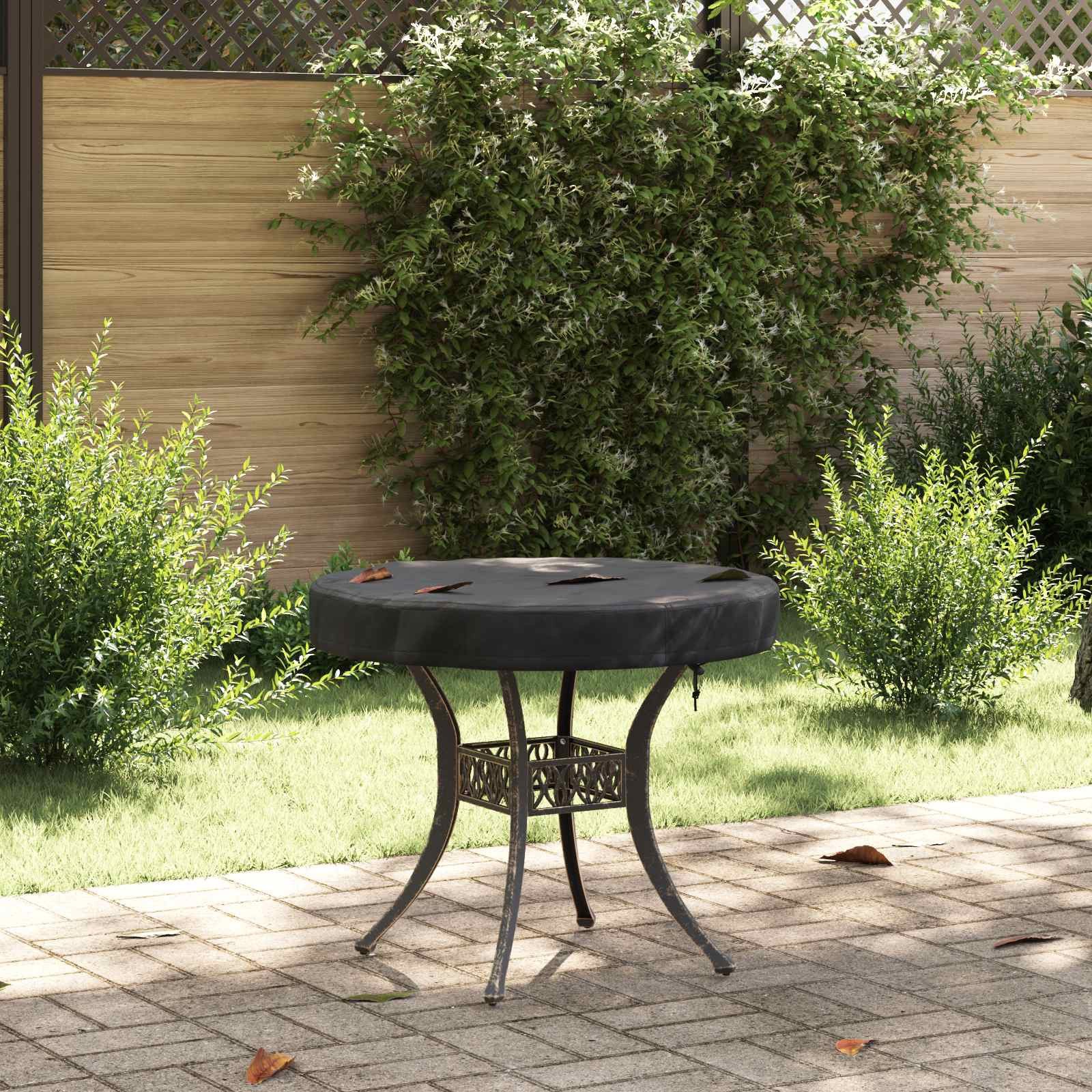 vidaXL Gartenmöbel-Schutzhülle Abdeckung für den Tisch im Freien 62 x 62 x 10 cm Rund Schwarz (1-St) – Bild 2 von 5