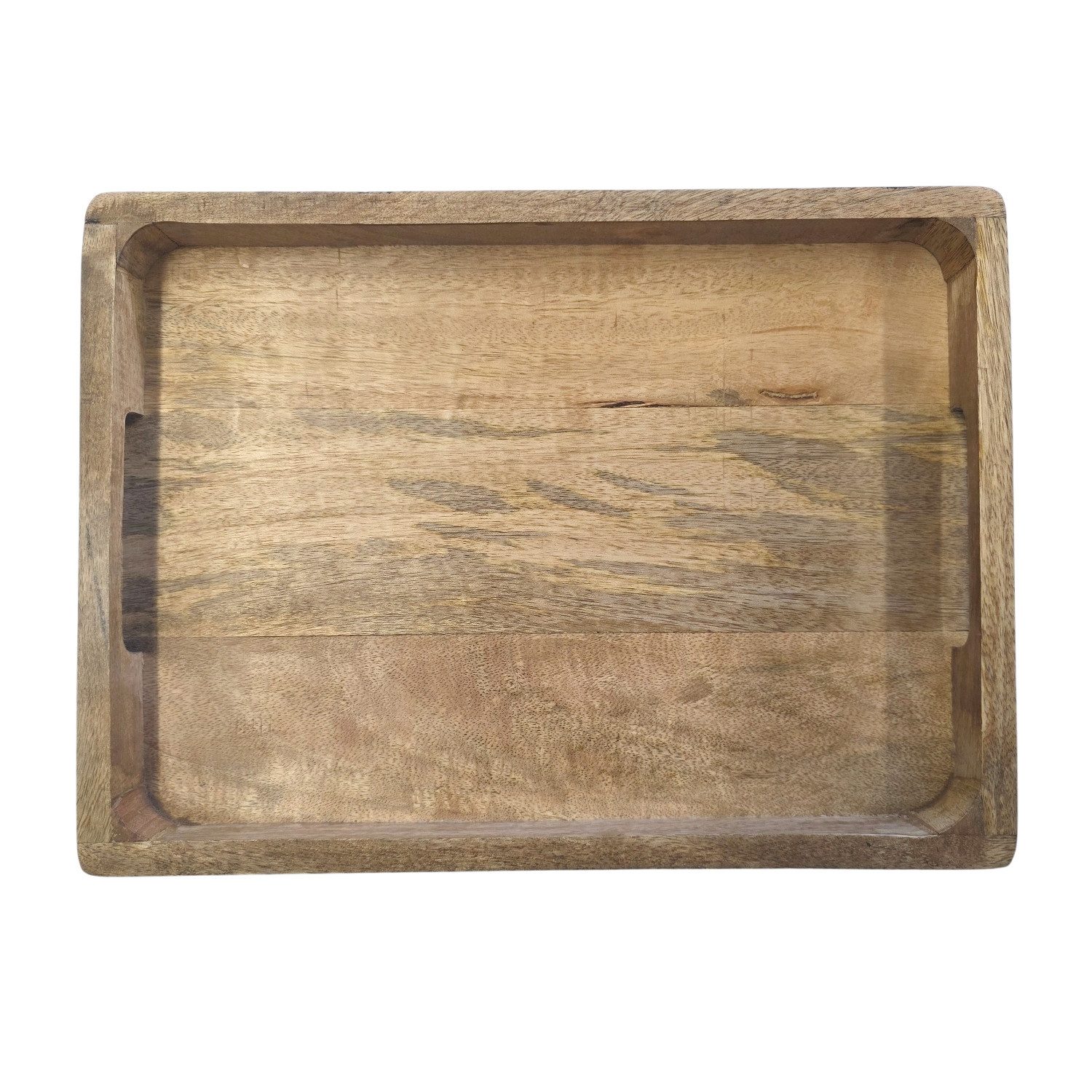 Macosa Home Dekotablett Mangoholz 37 cm Braun Schwarz Holz mit Griffen (rechteckig, Holzschale Holztablett modern groß), Tischdekoration Obsttablett Wohnaccessoire