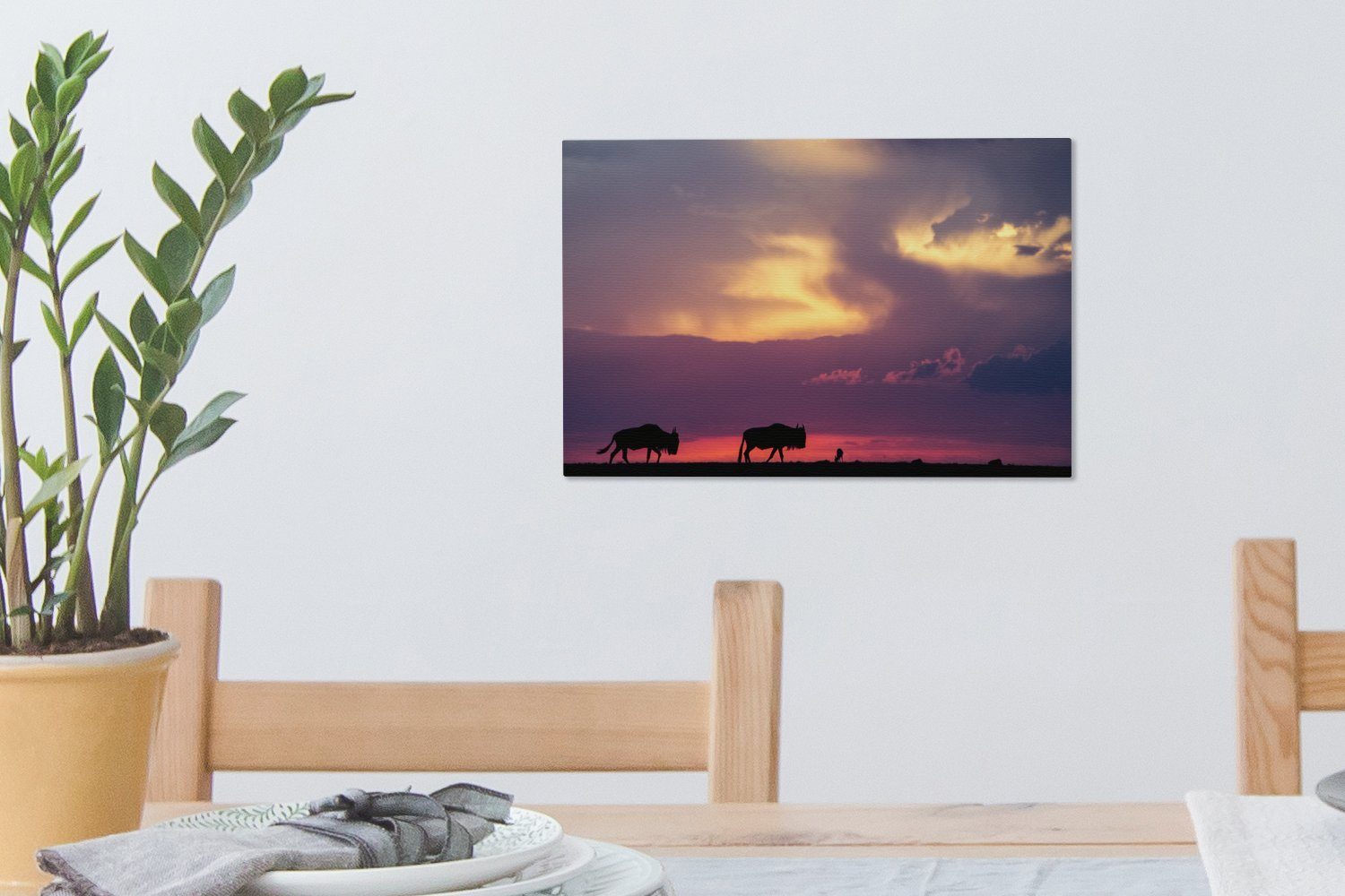 Aufhängefertig, Kenia, Leinwandbilder, dem Himmel über National Park St), 30x20 Wandbild Farbenfroher (1 Leinwandbild Wanddeko, OneMillionCanvasses® in cm Masai Mara