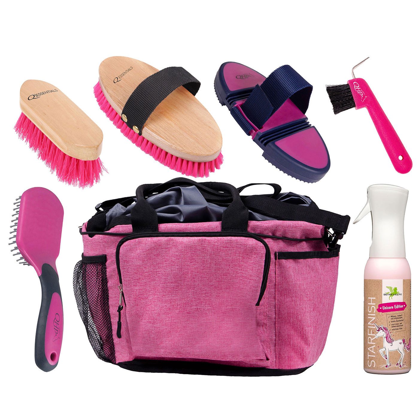 Brands of Q B.V Pferdebürste Putzset für Pferde Shine in Pink