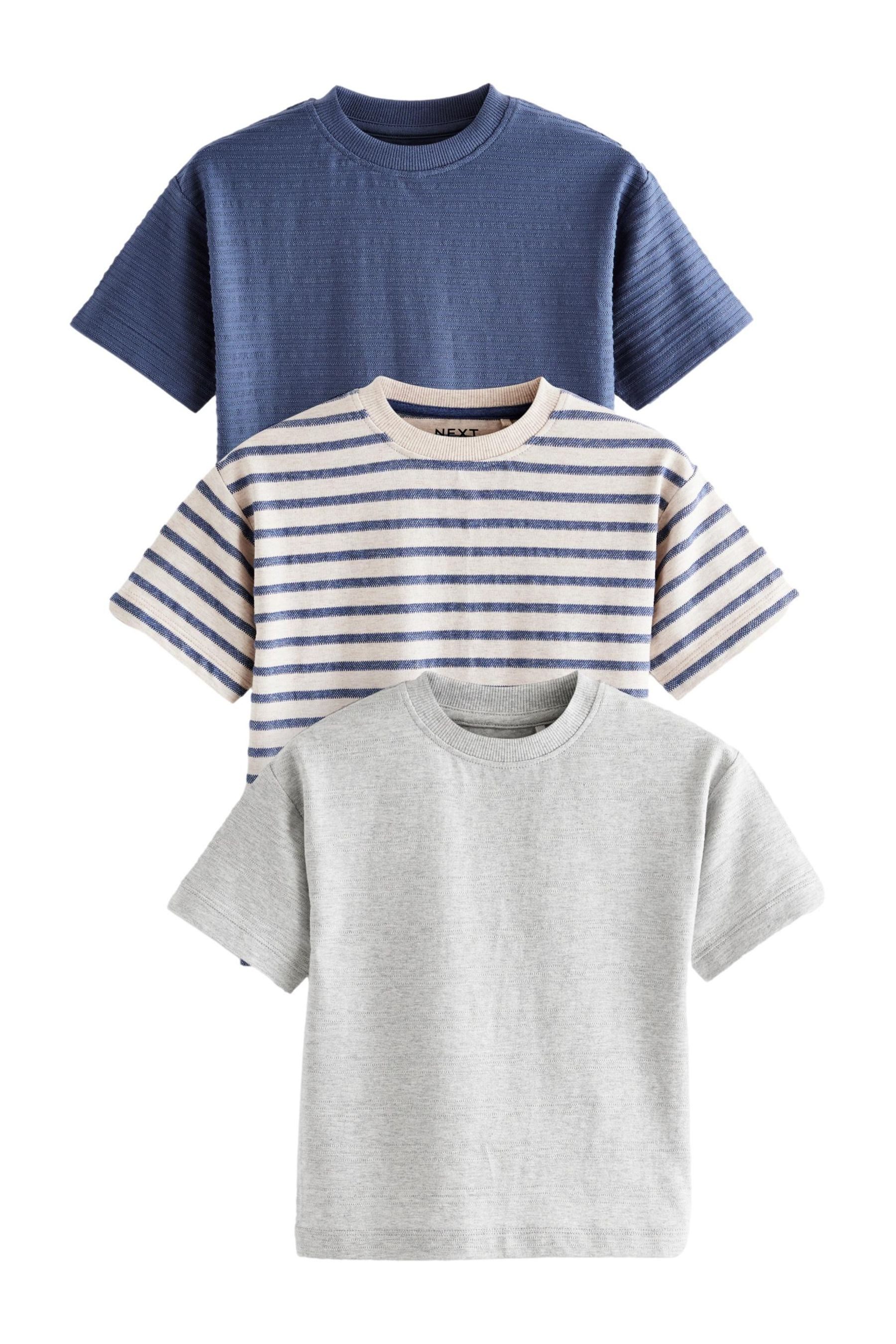 Next T-Shirt 3er-Pack strukturierte Henley Kurzarm-T-Shirts günstig online kaufen