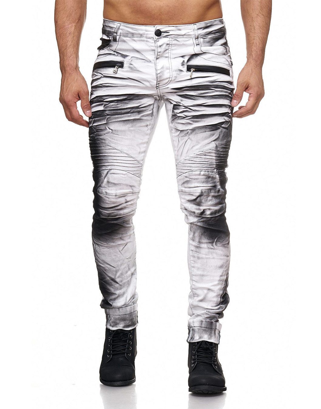 KINGZ Slim-fit-Jeans Herren Slim Fit Designer günstig online kaufen
