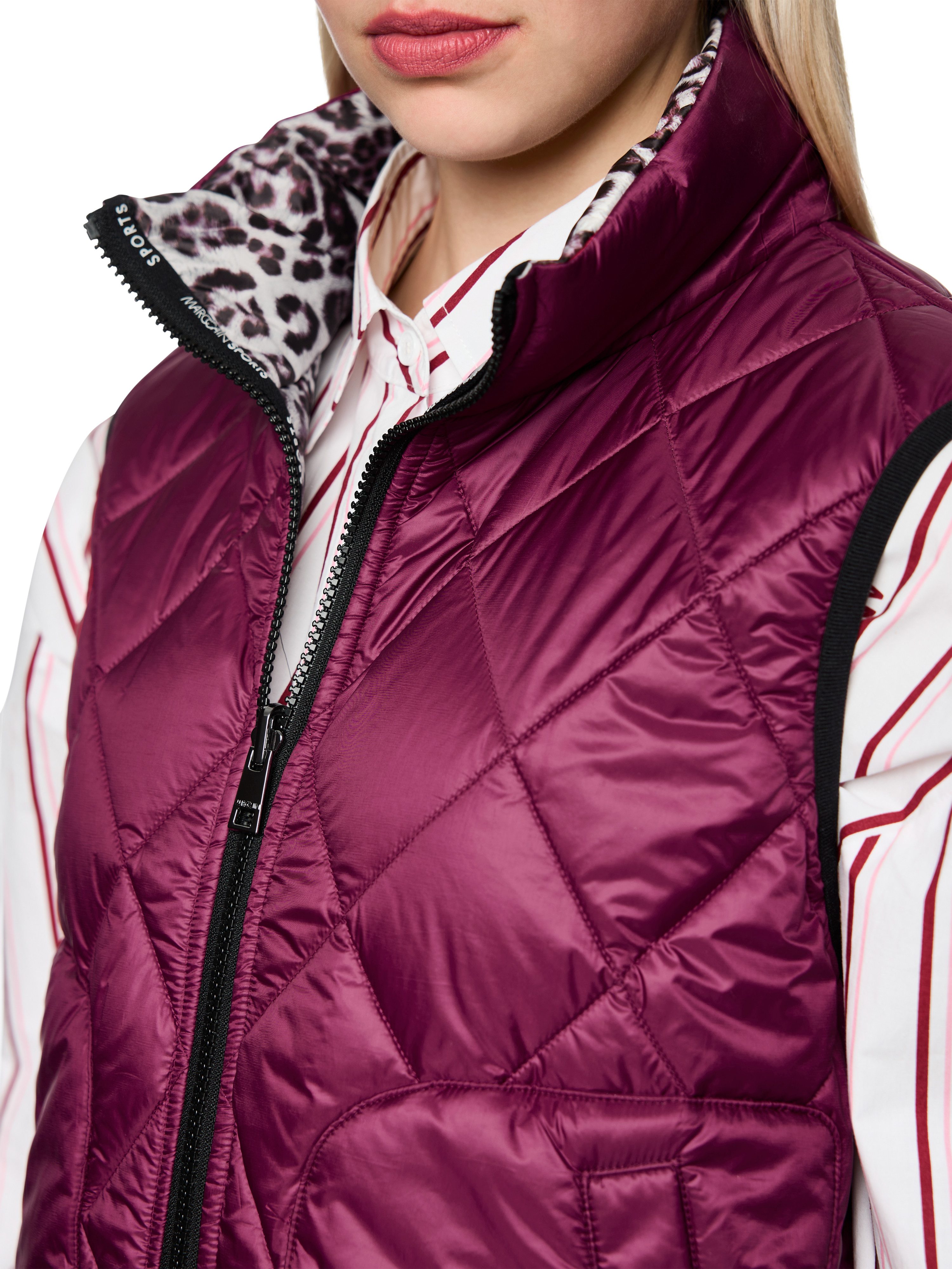 Marc Cain Wendeweste Mon Cherry Premium Damenmode Wendbar, 2-Wege-Reißverschluss, Stehkragen