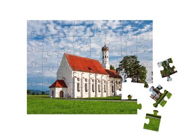 puzzleYOU Puzzle Weiße Kirche St. Coloman in Schwangau, Bayern, 48 Puzzleteile, puzzleYOU-Kollektionen