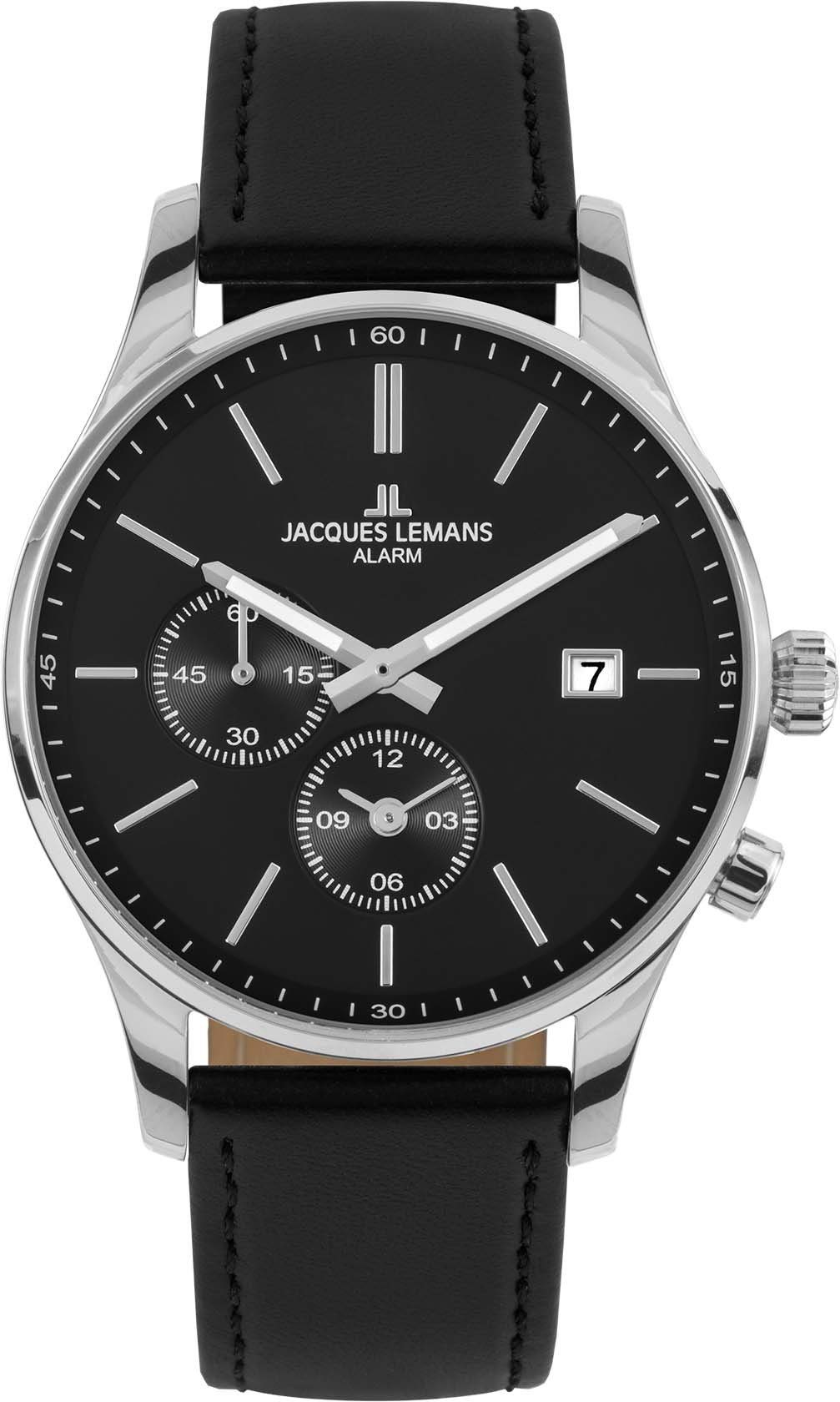 Jacques Lemans Quarzuhr London, 1-2125A, Armbanduhr, Herrenuhr, Datum, Leuchtzeigergehärtetes Crystexglas