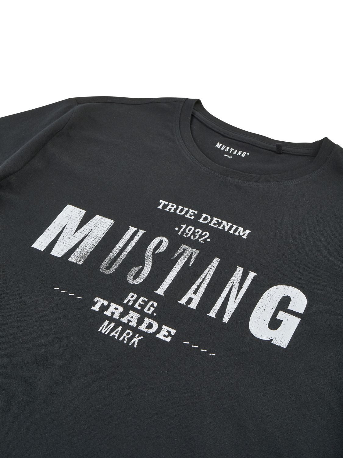 MUSTANG T-Shirt Herren Printshirt Regular Fit (1-tlg) Kurzarm Tee Shirt mit Rundhalsausschnitt aus 100% Baumwolle