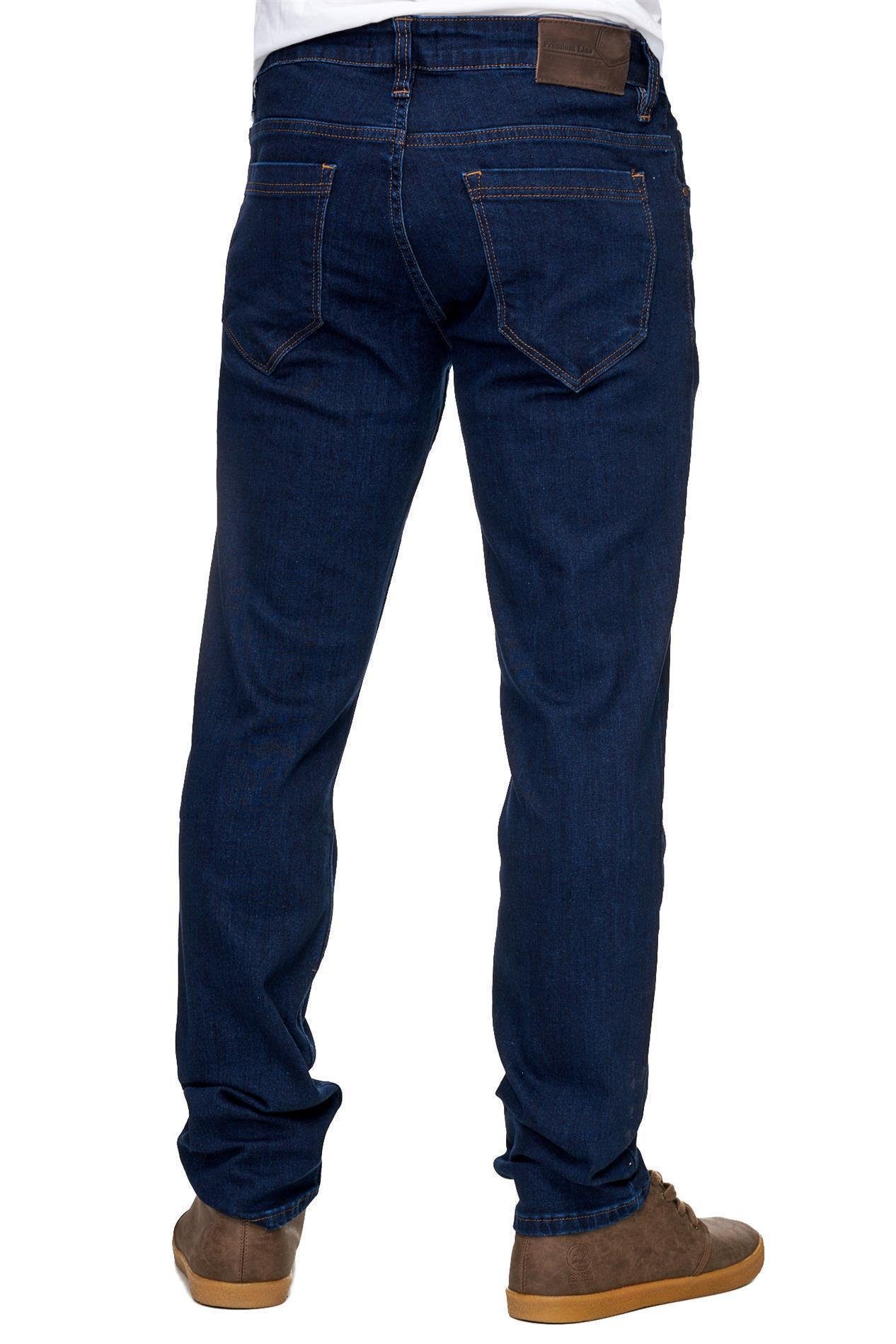 Reslad Stretch-Jeans Reslad Jeans-Herren Slim Jeans-Hose Stretch Stretch-Denim Style Slim dunkelblau Basic Jeans-Hose Fit Fit