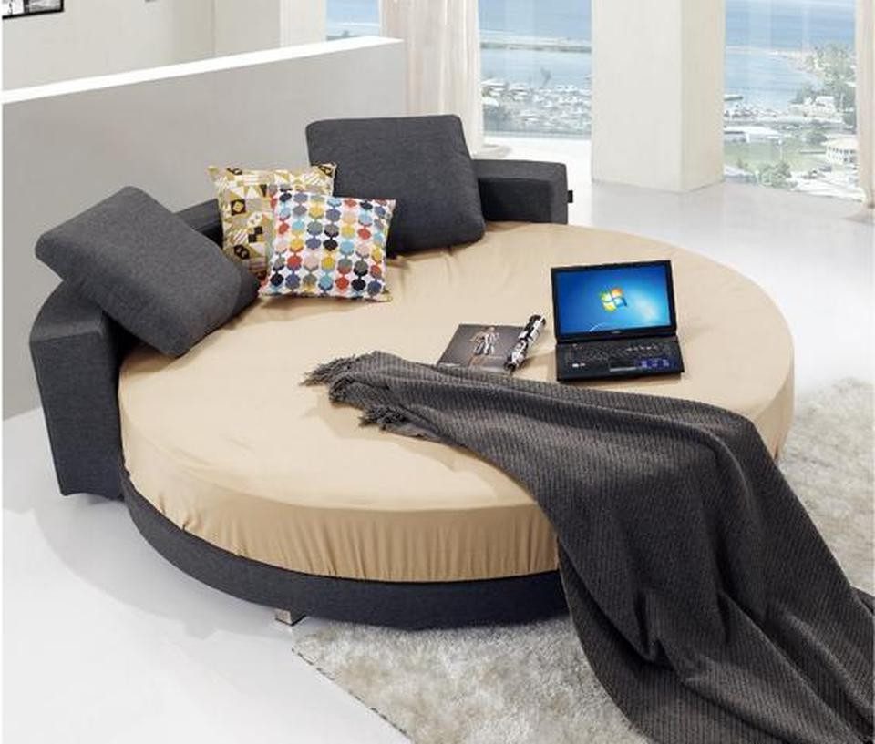 Xlmoebel Rundbett Graues Rundbett von XLMOEBEL aus hochwertigem Holzwerkstoff, Made in Europa