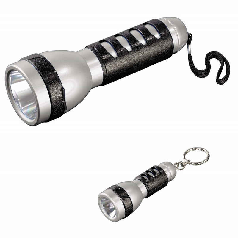 Hama LED Laterne »LED Taschenlampen-Set FL-120 2-teilig«, ausziebar als Arbeits-Leuchte mit COB-LED, stoßfest, Handschlaufe, Aluminium-Gehäuse, Zoom für Nah- und Fern-Bereich