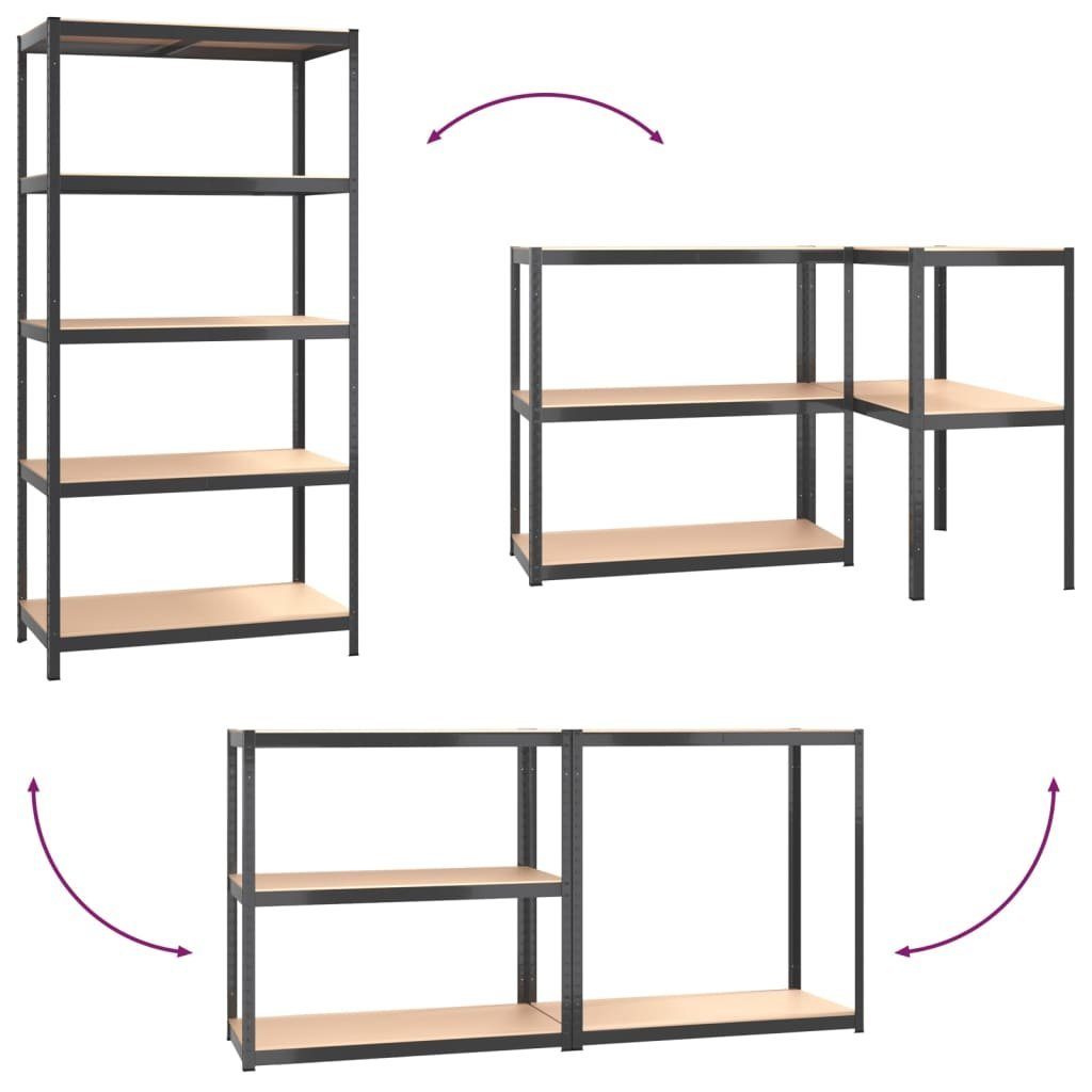 Stk Böden Holzwerkstoff Anthrazit Regal Regale 5 vidaXL mit Stahl 4 Lagerreal Schw