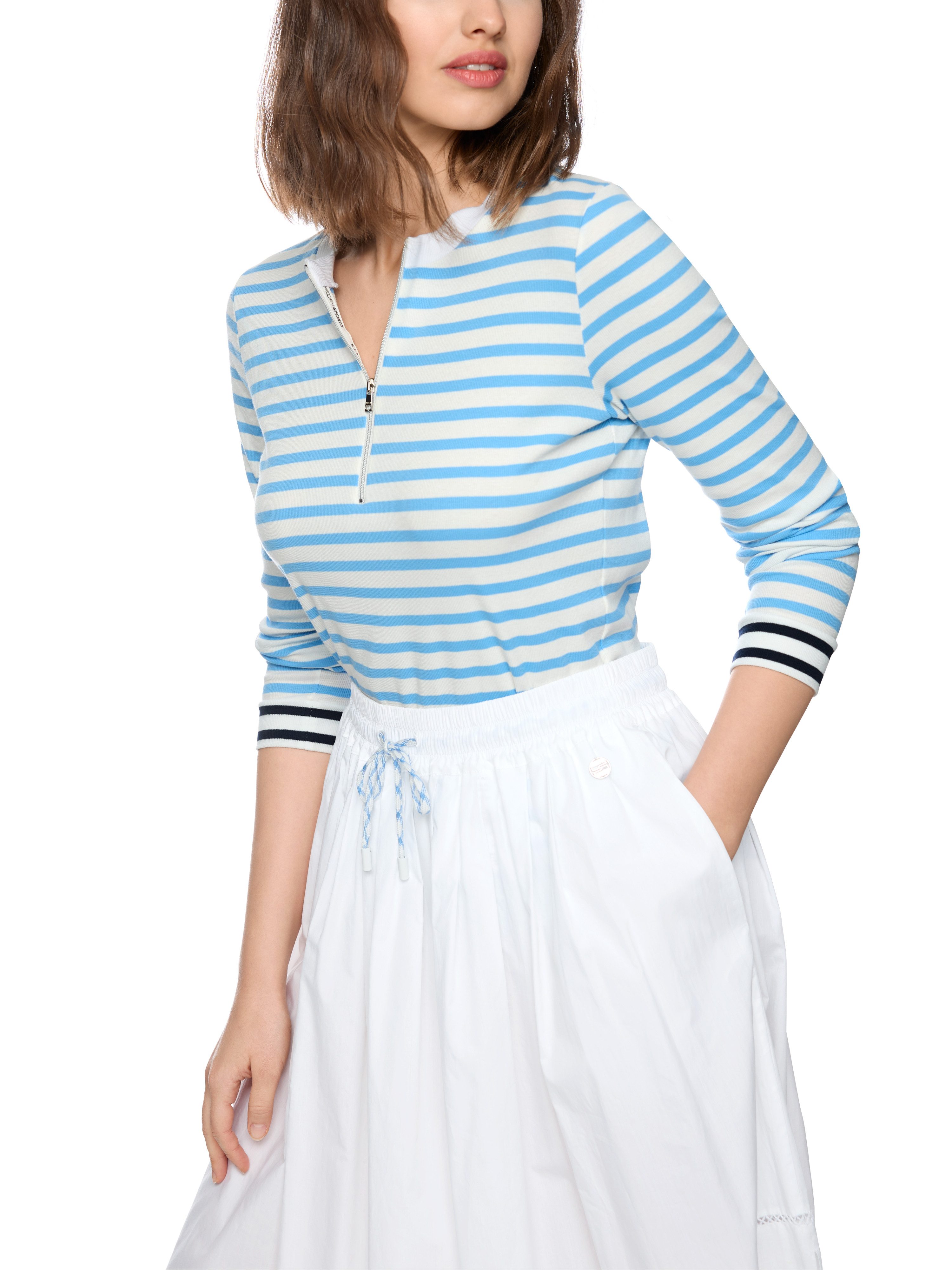 Marc Cain Langarmshirt Salty Breeze Premium Damenmode gestreift, figurnah