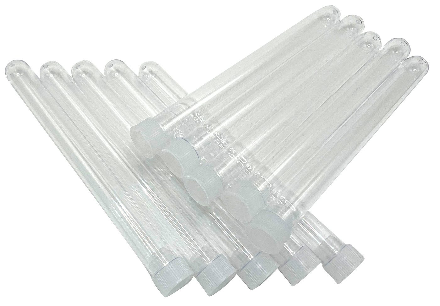 myExperimentSet Experimentierkasten Reagenzgläser aus Kunststoff mit Stopfen, farblos, (10 Stück-tlg)