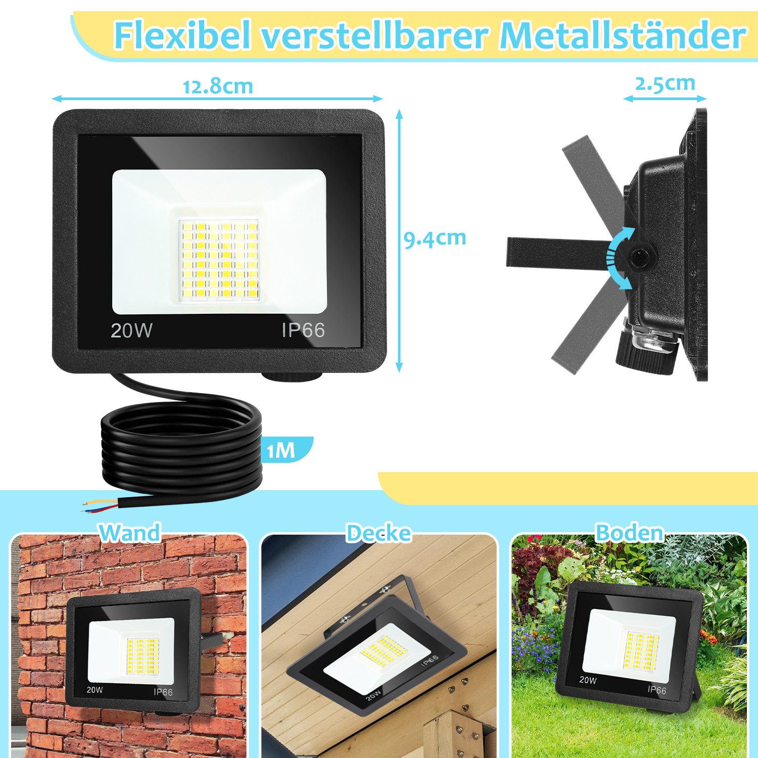 Clanmacy LED Flutlichtstrahler LED Fluter LED günstig online kaufen