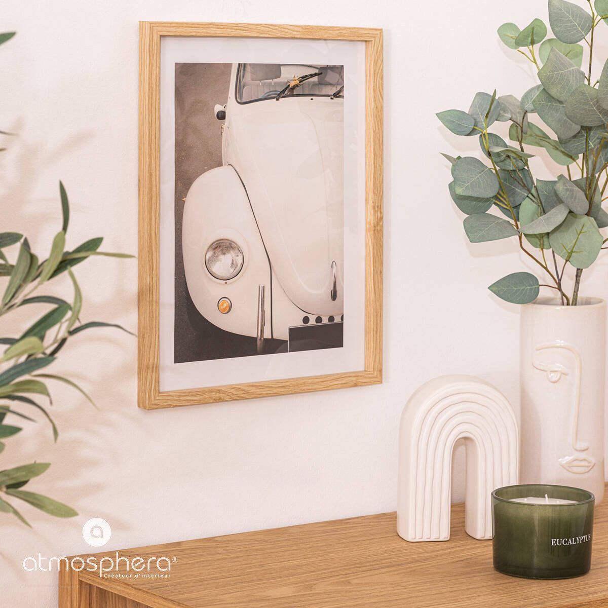 Atmosphera Créateur d'intérieur Wanddekoobjekt Plakat Retro-Auto mit Rahmen VIVIEN, 30 x 40 cm (1 Stk., Deko-Objekt)