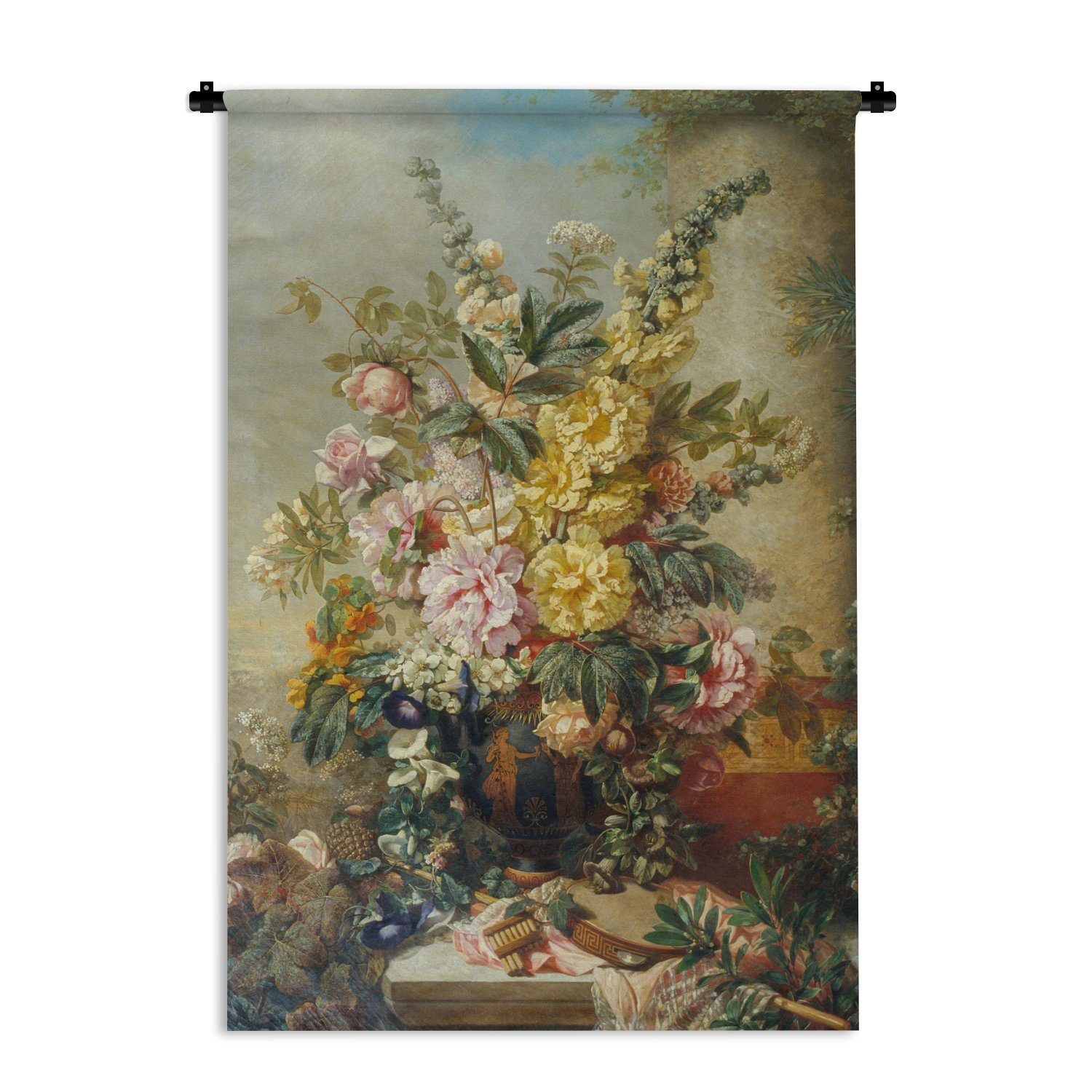 MuchoWow Wanddekoobjekt Große Vase mit Blumen - Josep Mirabent - Alte Meister, Wanddeko für Wohnzimmer, Schlafzimmer, Kleid, Wandbehang, Kinderzimmer