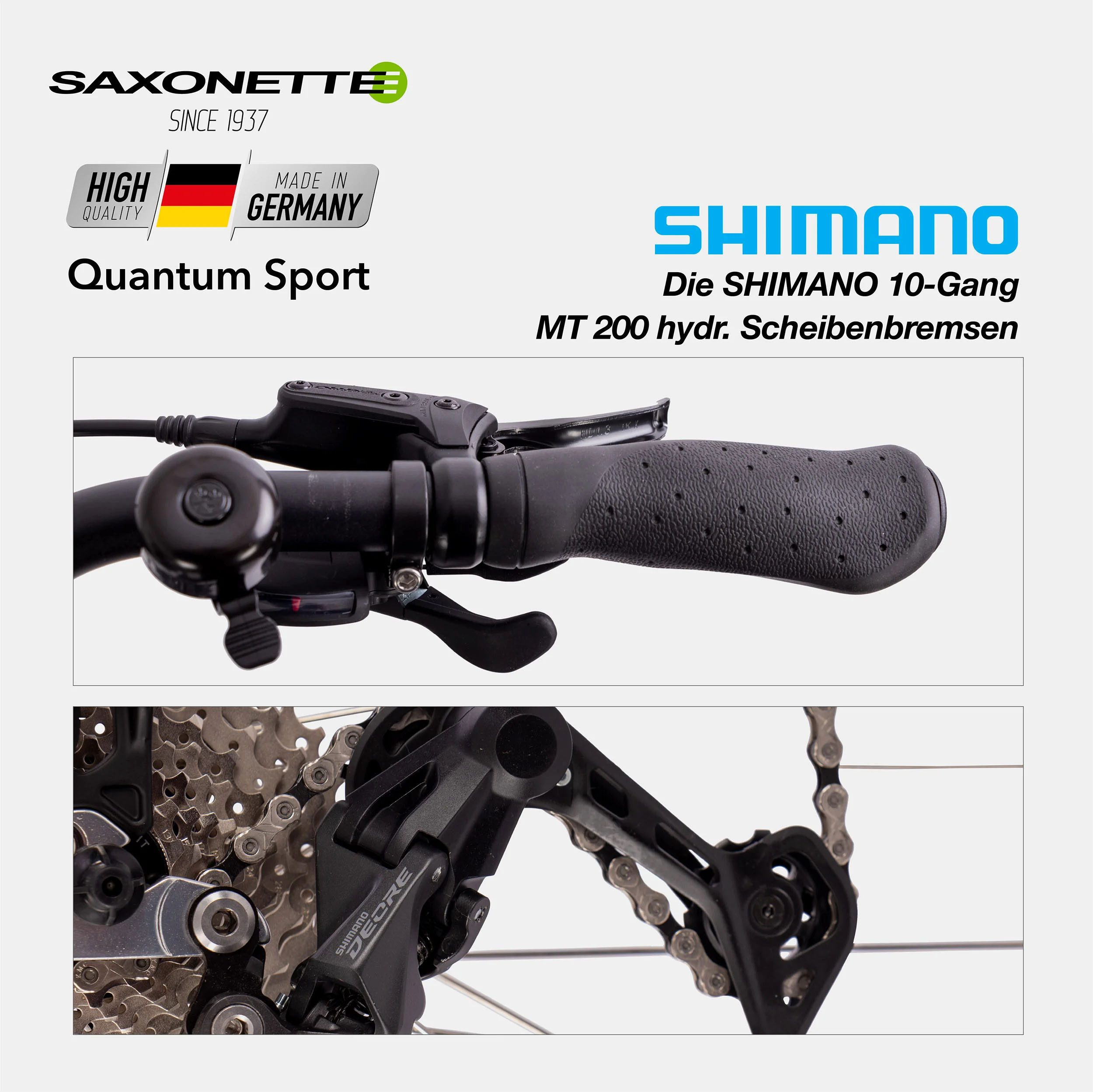 SAXONETTE E-Bike Trekkingrad Quantum Sport, 10 Gang Shimano, Kettenschaltung, Mittelmotor, 540 Wh, Pedelec, Elektrofahrrad für Damen u. Herren
