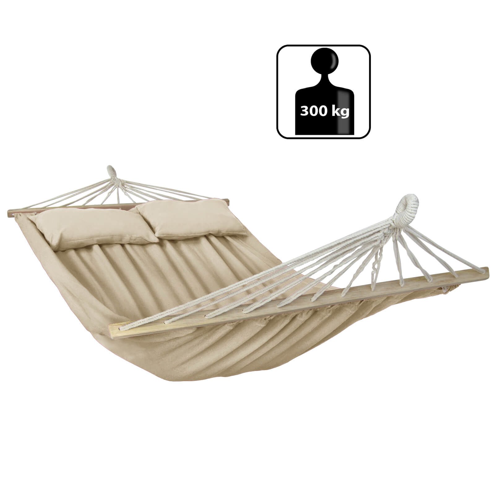 BB Sport Stabhängematte Stabhängematte 240 x 150 cm inkl. 2 Kissen für 2 Personen