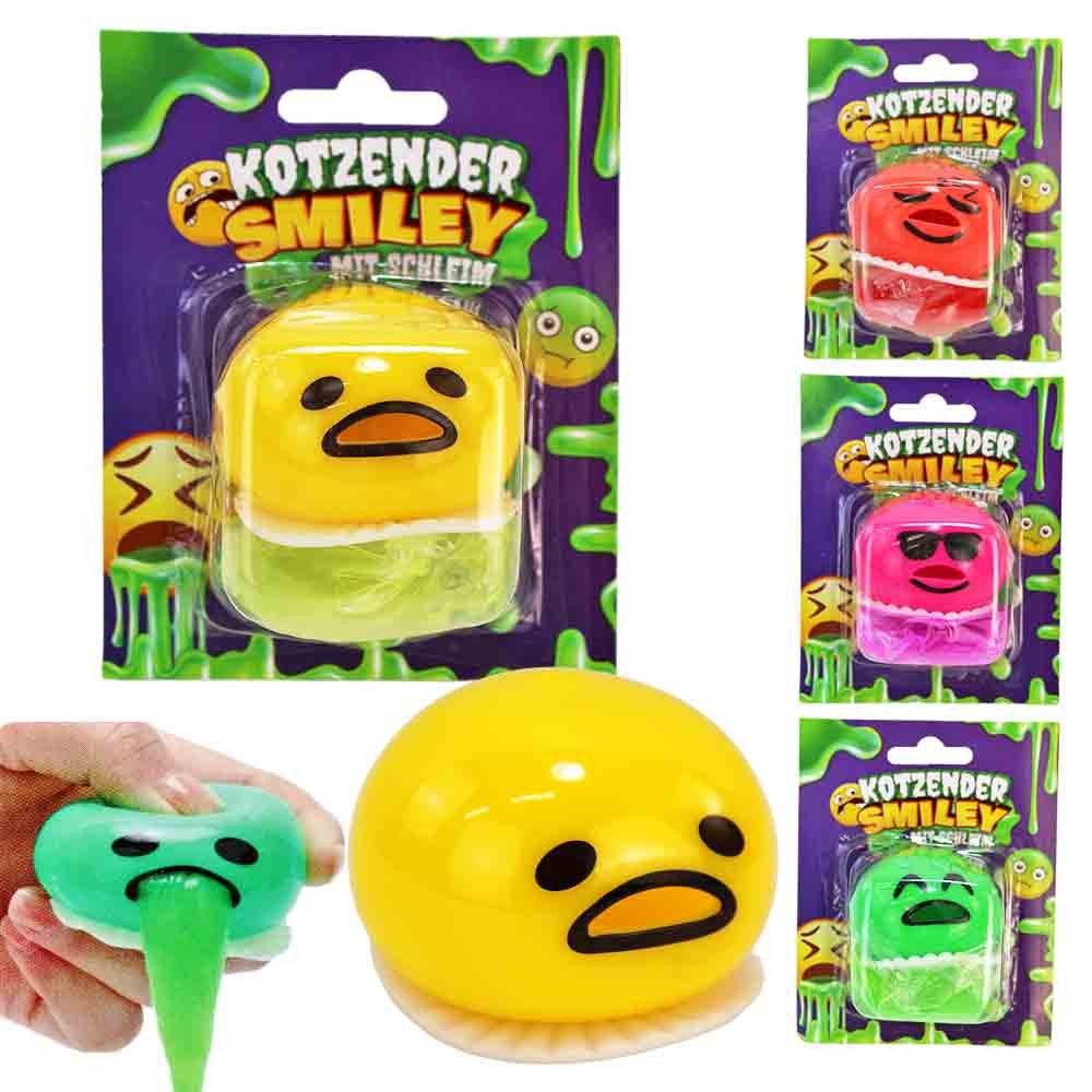 BEMIRO Spielfigur 4 Stück Kotzender Smiley mit Squeeze Schleim - ca. 4,5 cm, (4-tlg)