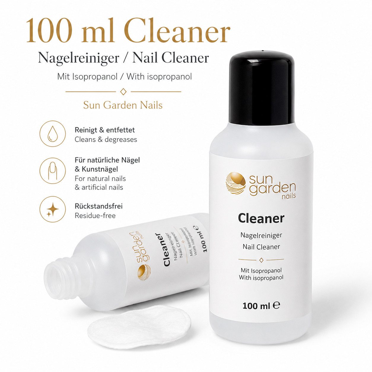 Sun Garden Nails Nageldesign Zubehör Nagelreiniger Cleaner 100 ml, In bewährter Studioqualität
