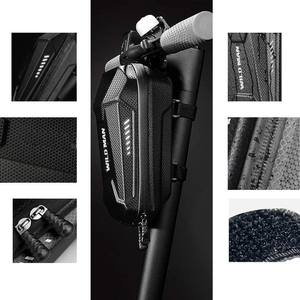 Refined Living Bicycle Bag Scooter Bag for Scooters, Front Tube Bag Large Handlebar Bag Waterproof (1-piece, front bag for electric scooters, large capacity, EVA material), suitable for most scooters, e-scooters and electric folding bikes.