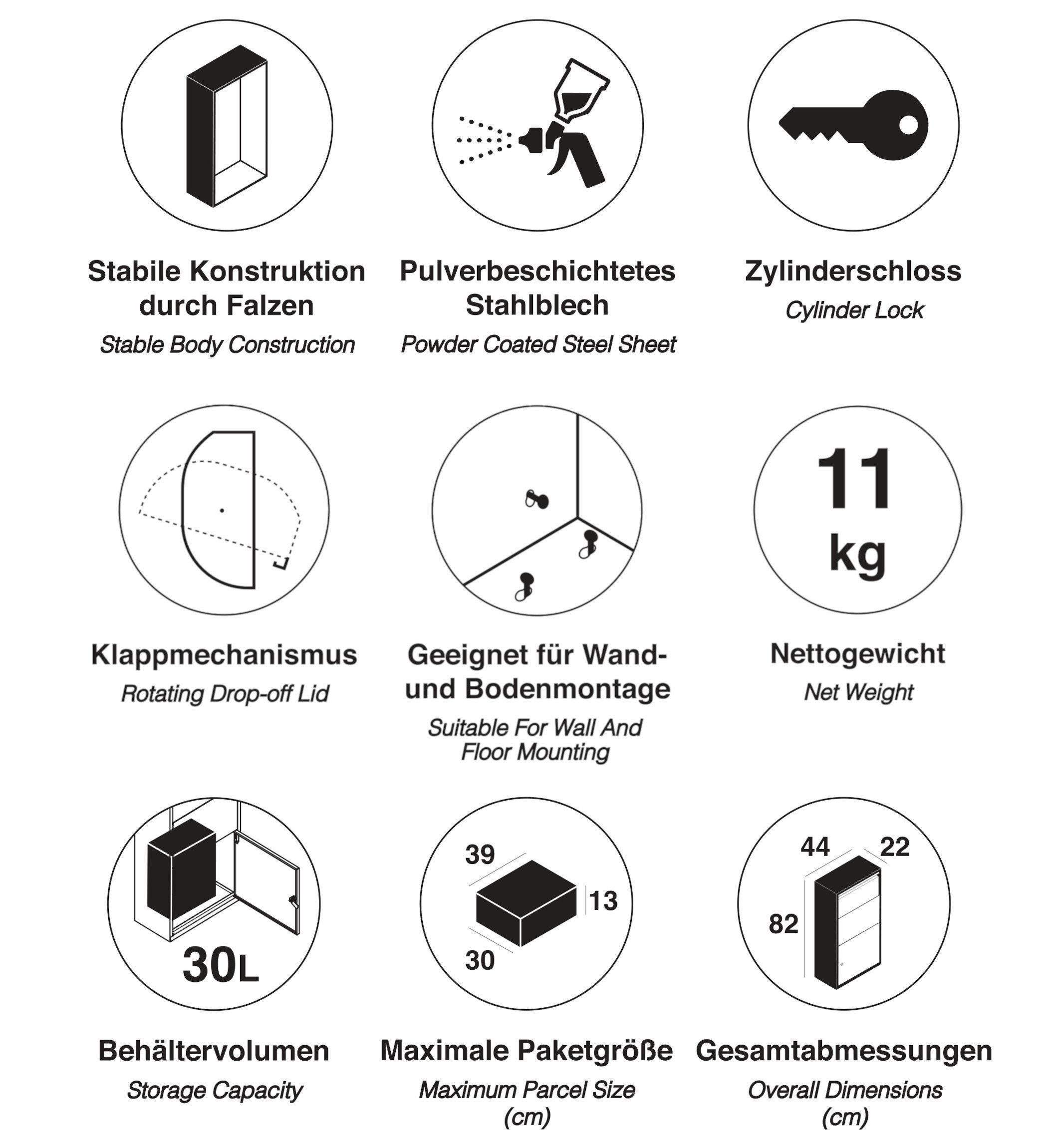 Haussmann Paketbriefkasten Paketbriefbox 400 Protect, Vormontiert Pulverbeschichtet gefalzt Regenschutz – Bild 5 von 5