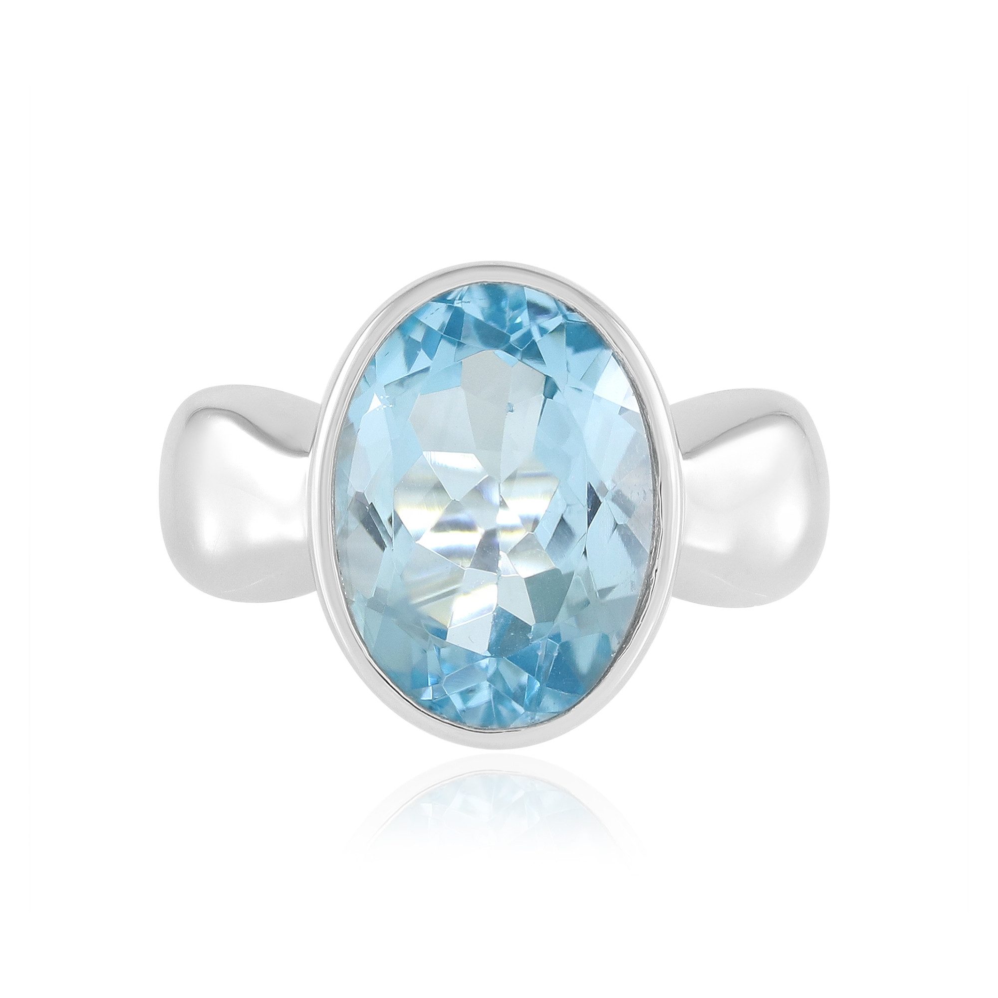 Solitärring Himmelblauer Topas Oval Sterling Silber Ring