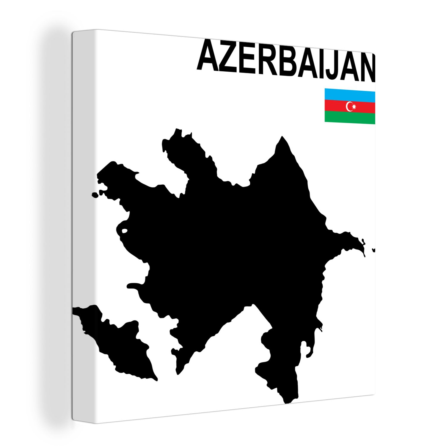 OneMillionCanvasses® Leinwandbild Eine Illustration von Aserbaidschan in Schwarz, (1 St), Leinwand Bilder für Wohnzimmer Schlafzimmer