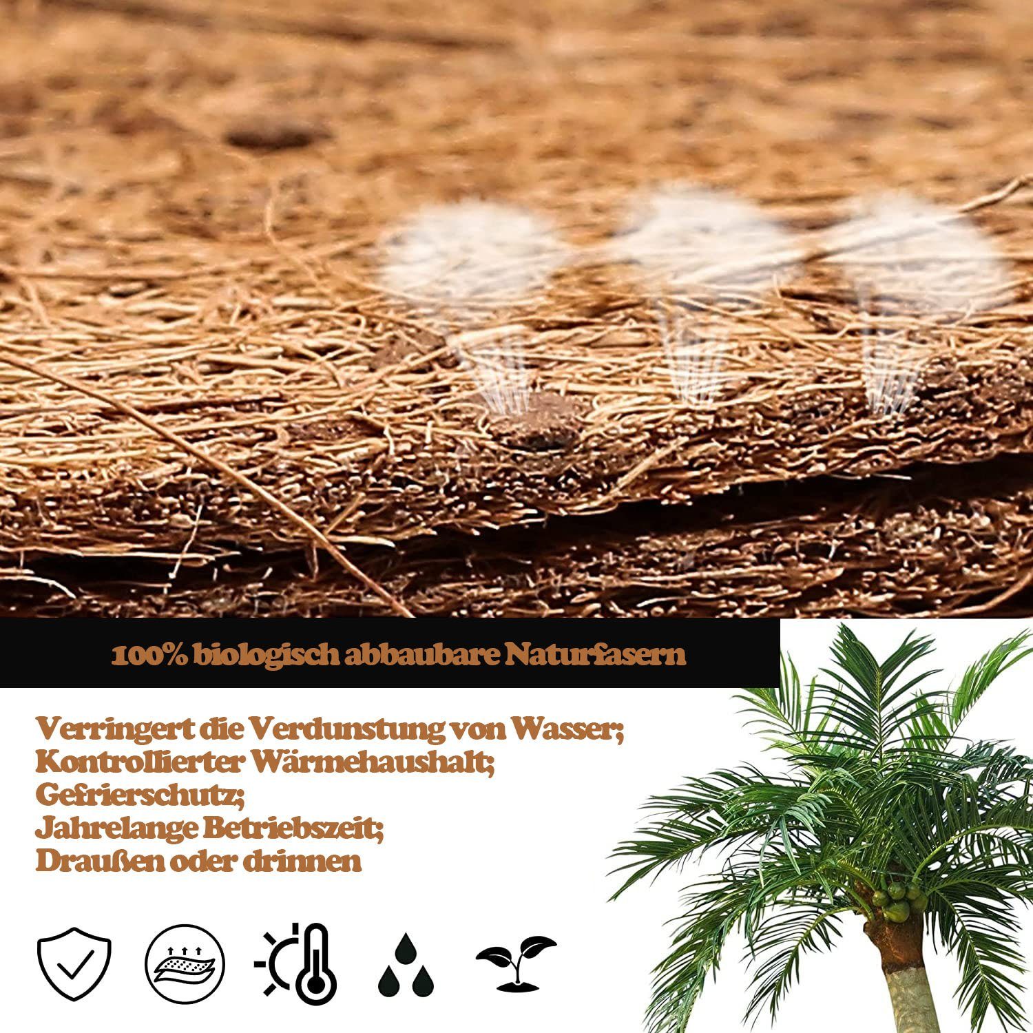 KOMIRO Stauraumregal Kokos-Mulchscheibe,Winterschutz und Kälteschutz für  Pflanzen 6er Pack, 6-tlg.