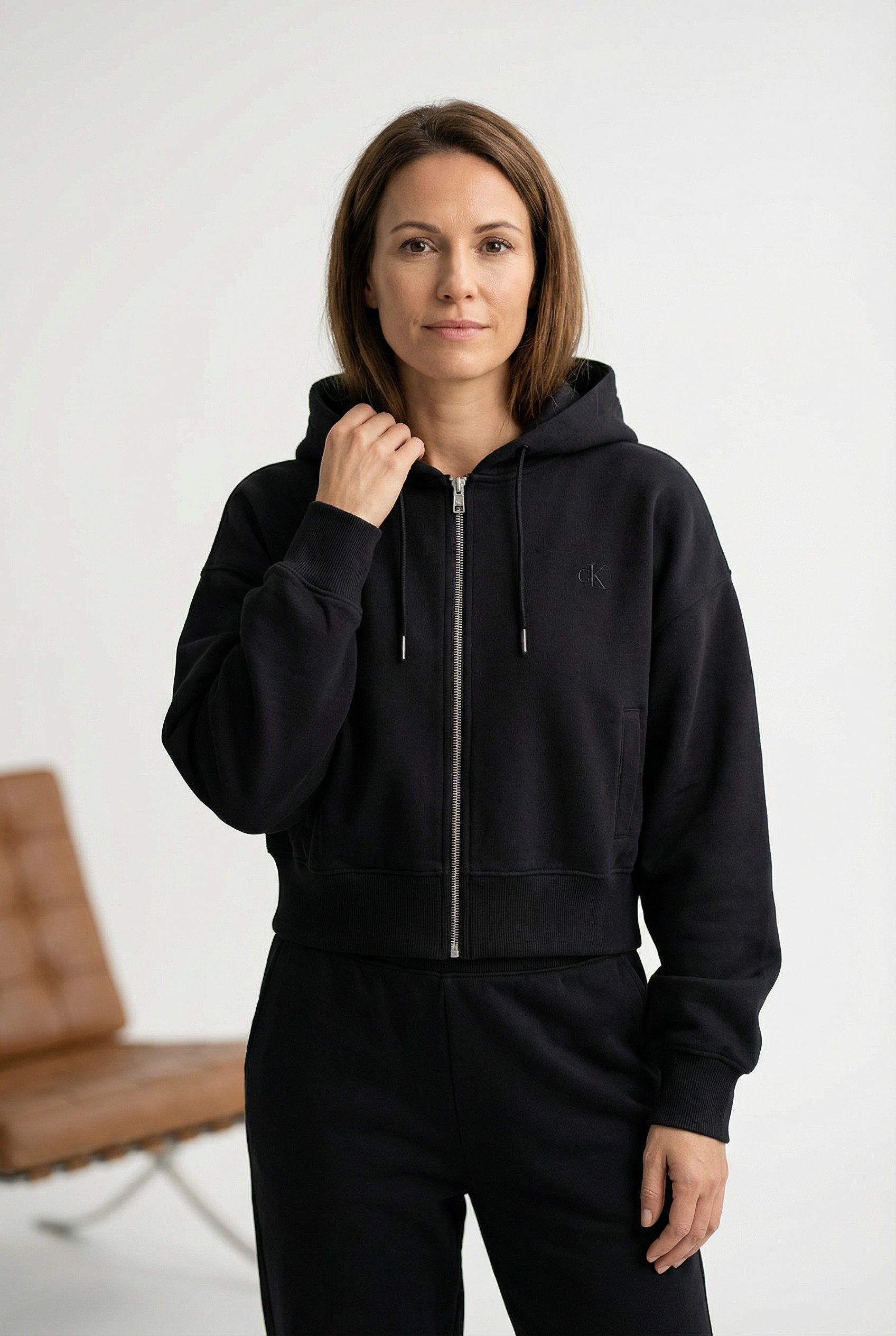 Sweatjacke LS MONOGRAM TERRY CROP RELAXED F