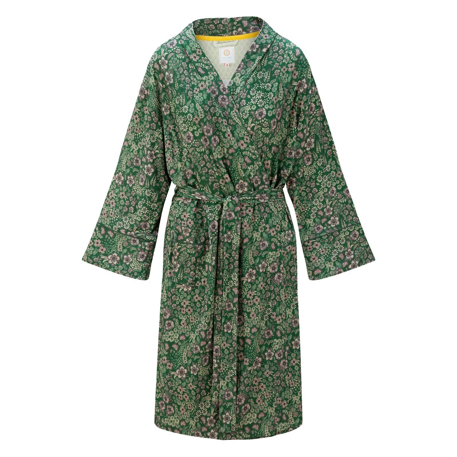 PiP Studio Kimono Naomi Kimono Daisy Dreams, knielang, Viskose, mit breitem Gürtel zum binden, Bindegürtel, mit Bindegürtel